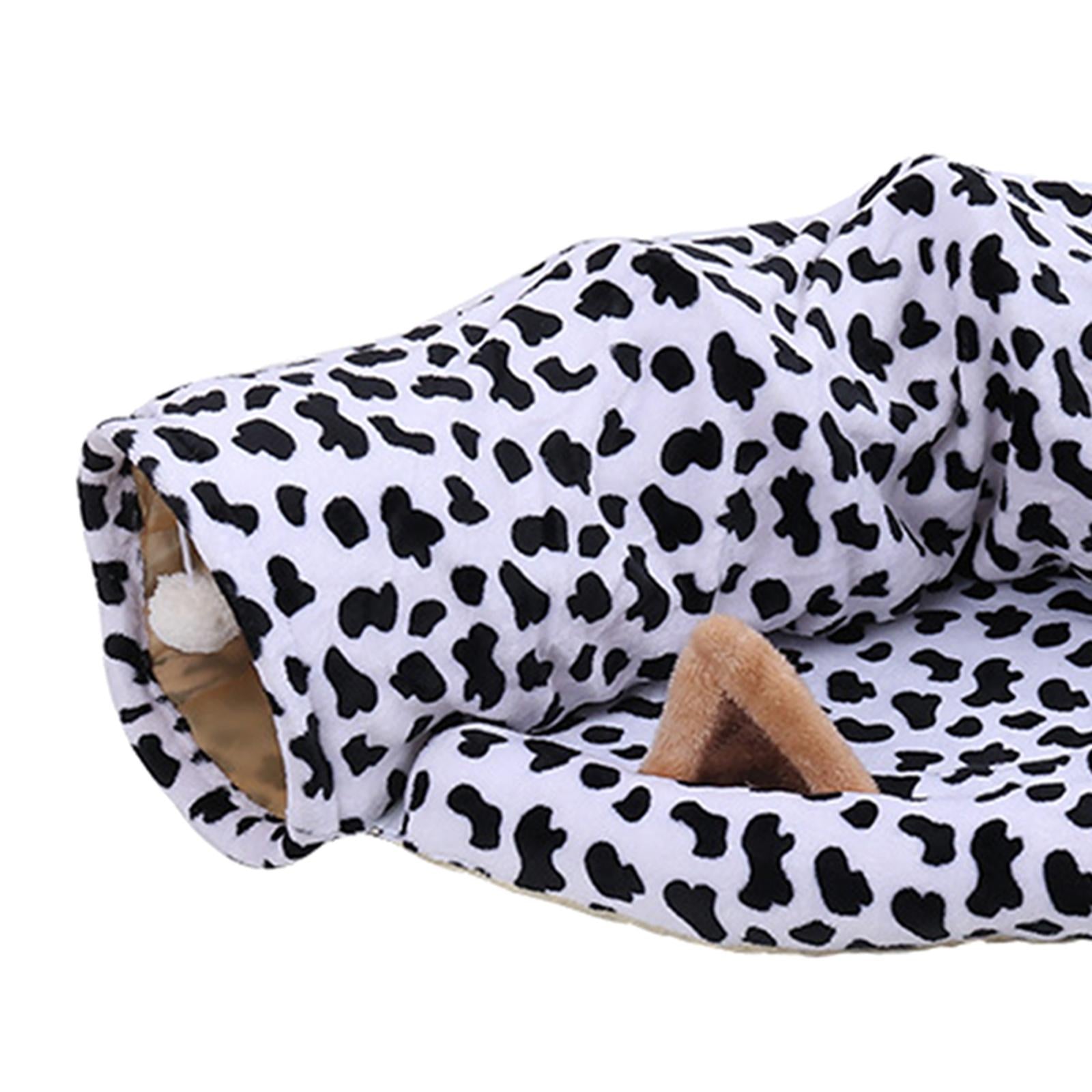 2-In-1 Cat Tunnel Tube Cushion Play Pet Toy Interactive Bedding Black white