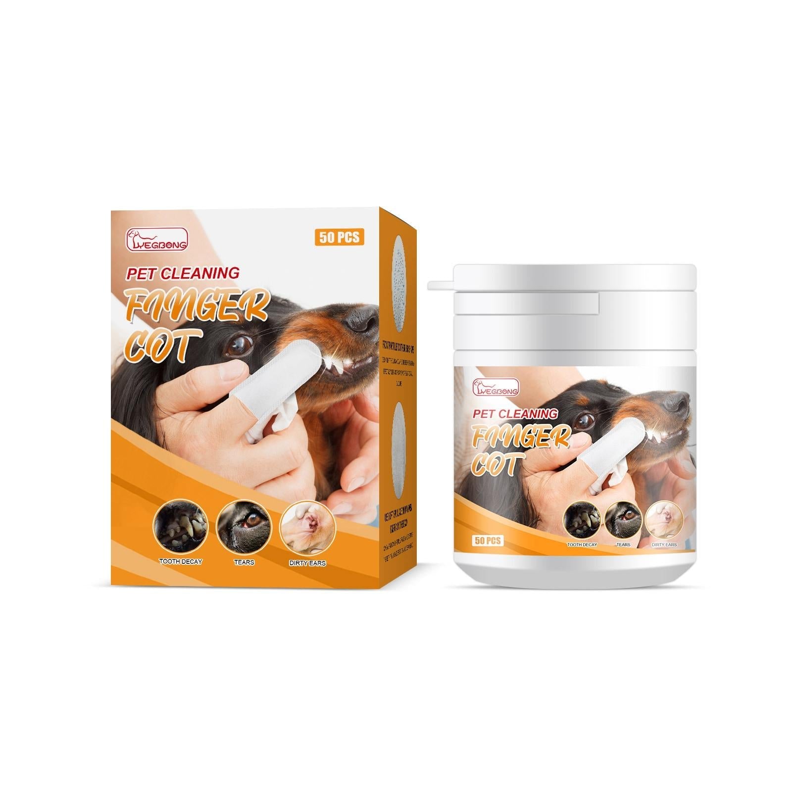 100Pcs Pet Care Finger Wipes Reduce Plaque & Tartar Dogs & Cats Disposable