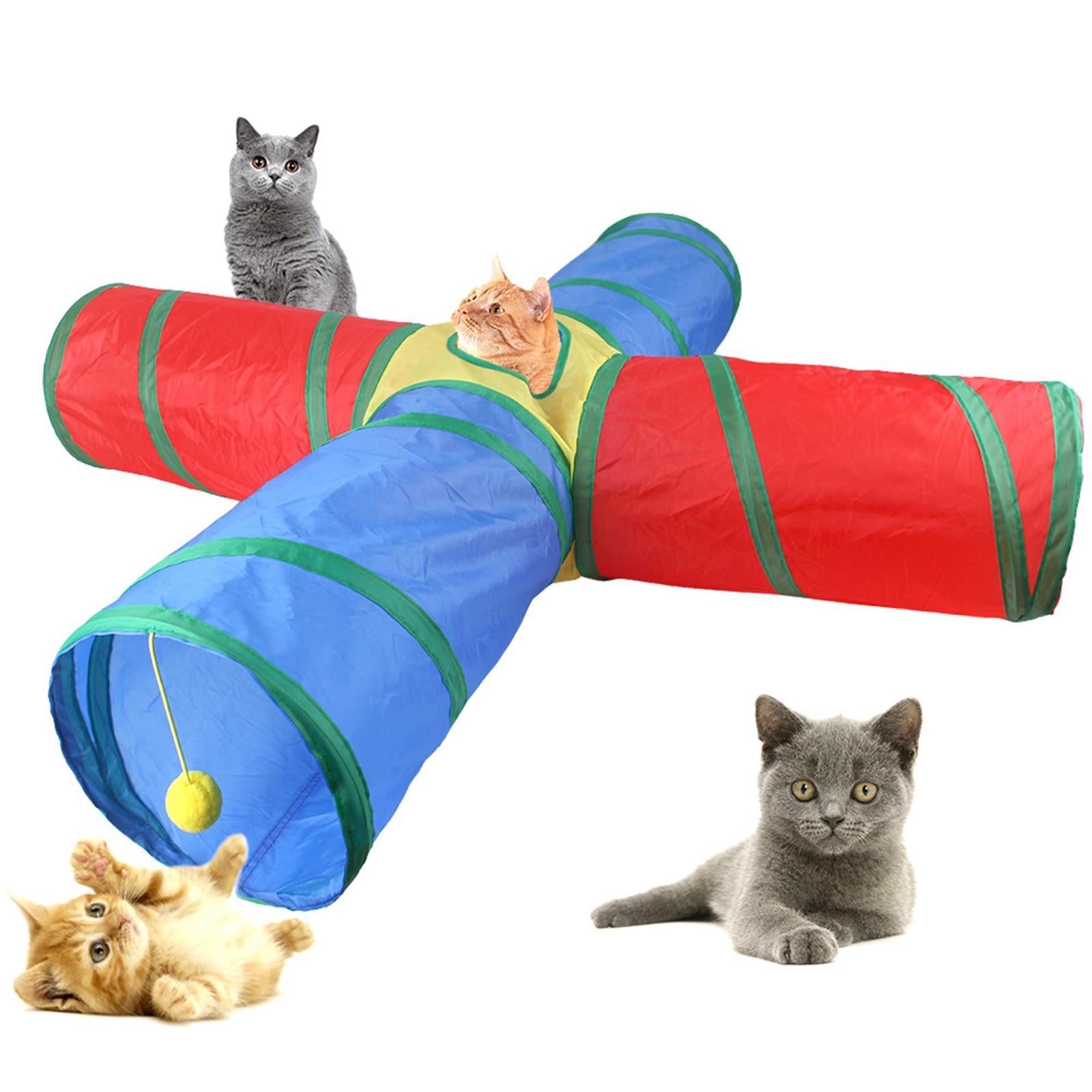 Cat Tunnels Play Tunnels 4-Way Colorful for Bunny Passageway Tubes Training
