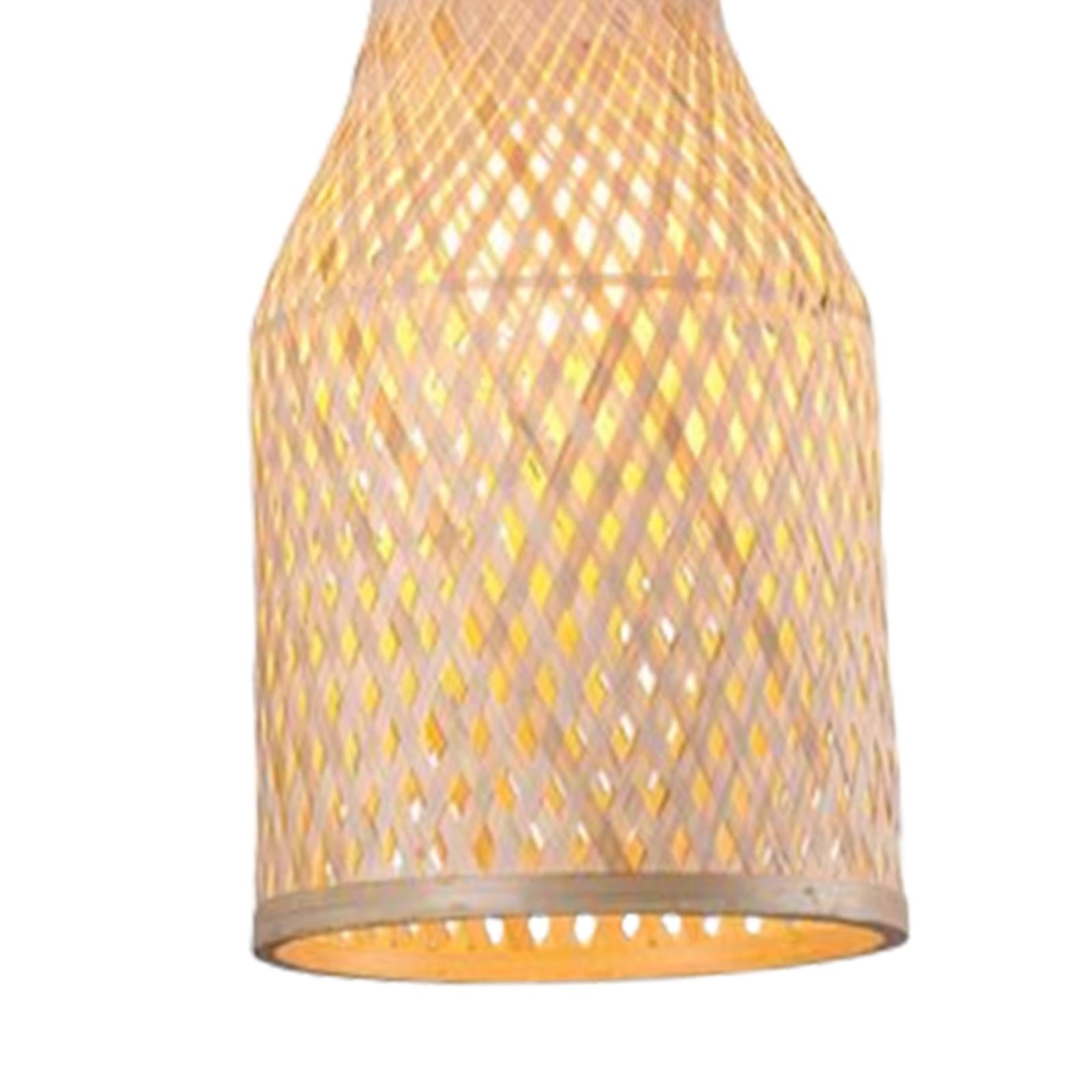 Bamboo Pendant Light Hanging Chandelier Lamp for Cafe Bar Bedroom Decoration 24x40cm