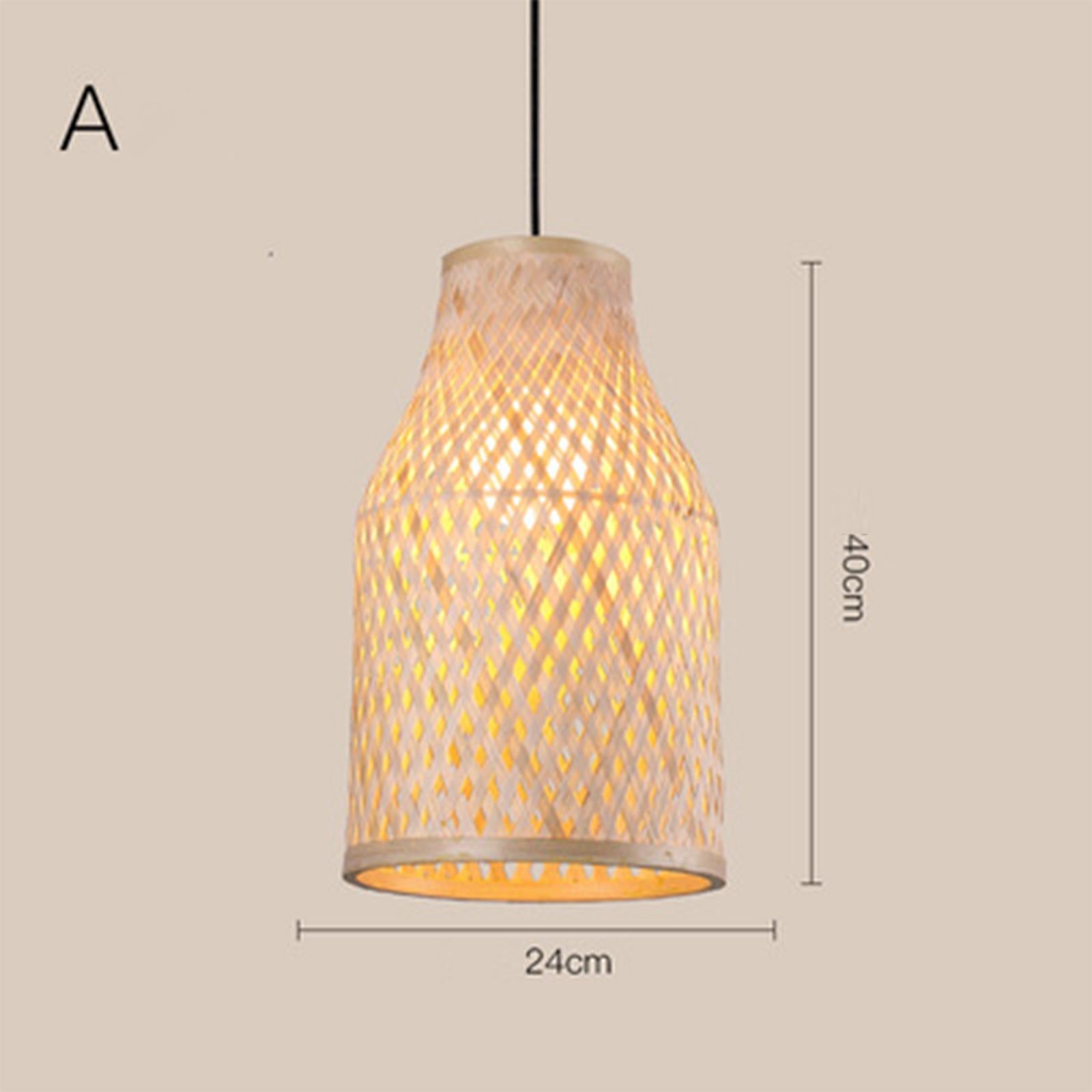Bamboo Pendant Light Hanging Chandelier Lamp for Cafe Bar Bedroom Decoration 24x40cm
