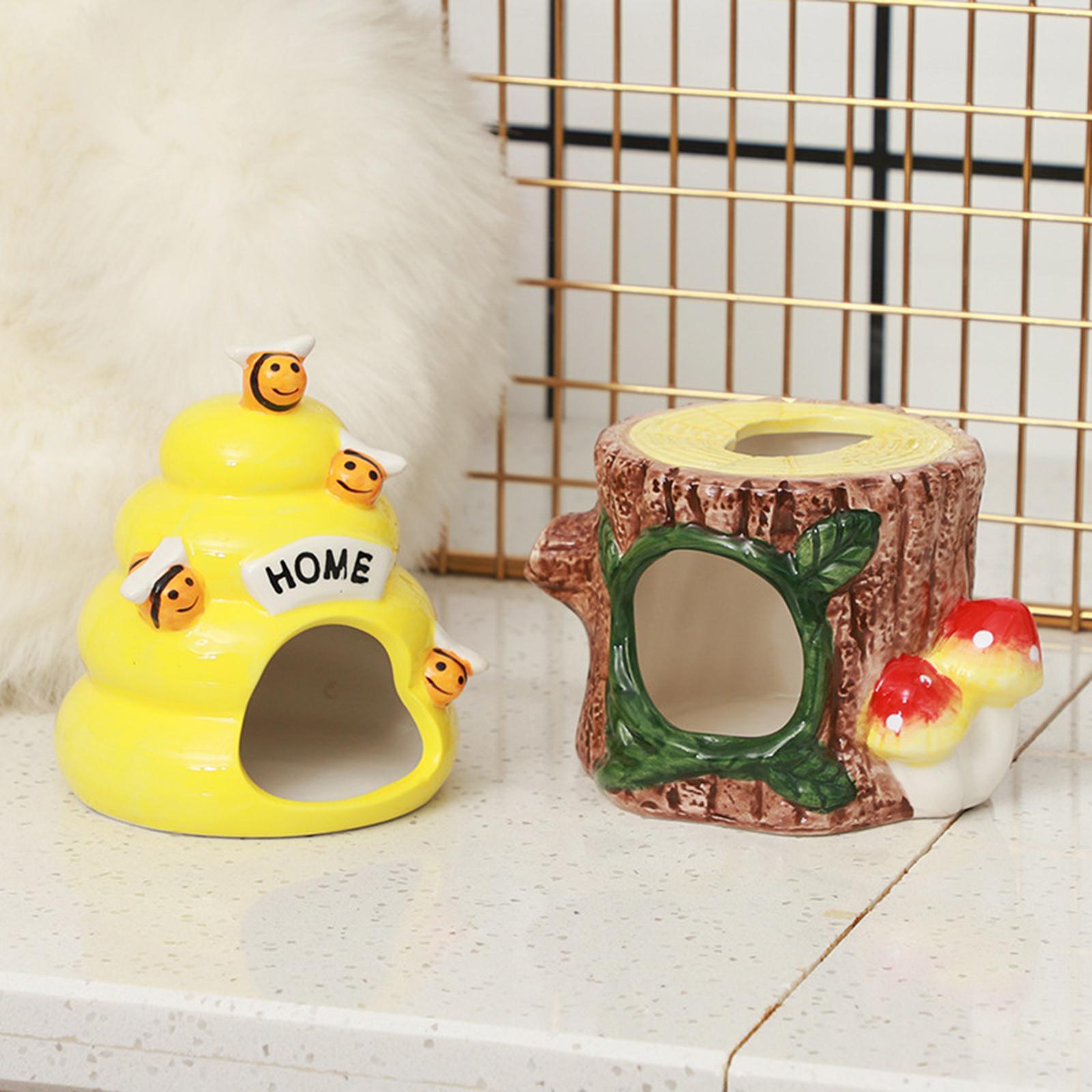 Cute Ceramic Hamster Cage Mouse Easy Clean Animal House Hideout 10x12cm