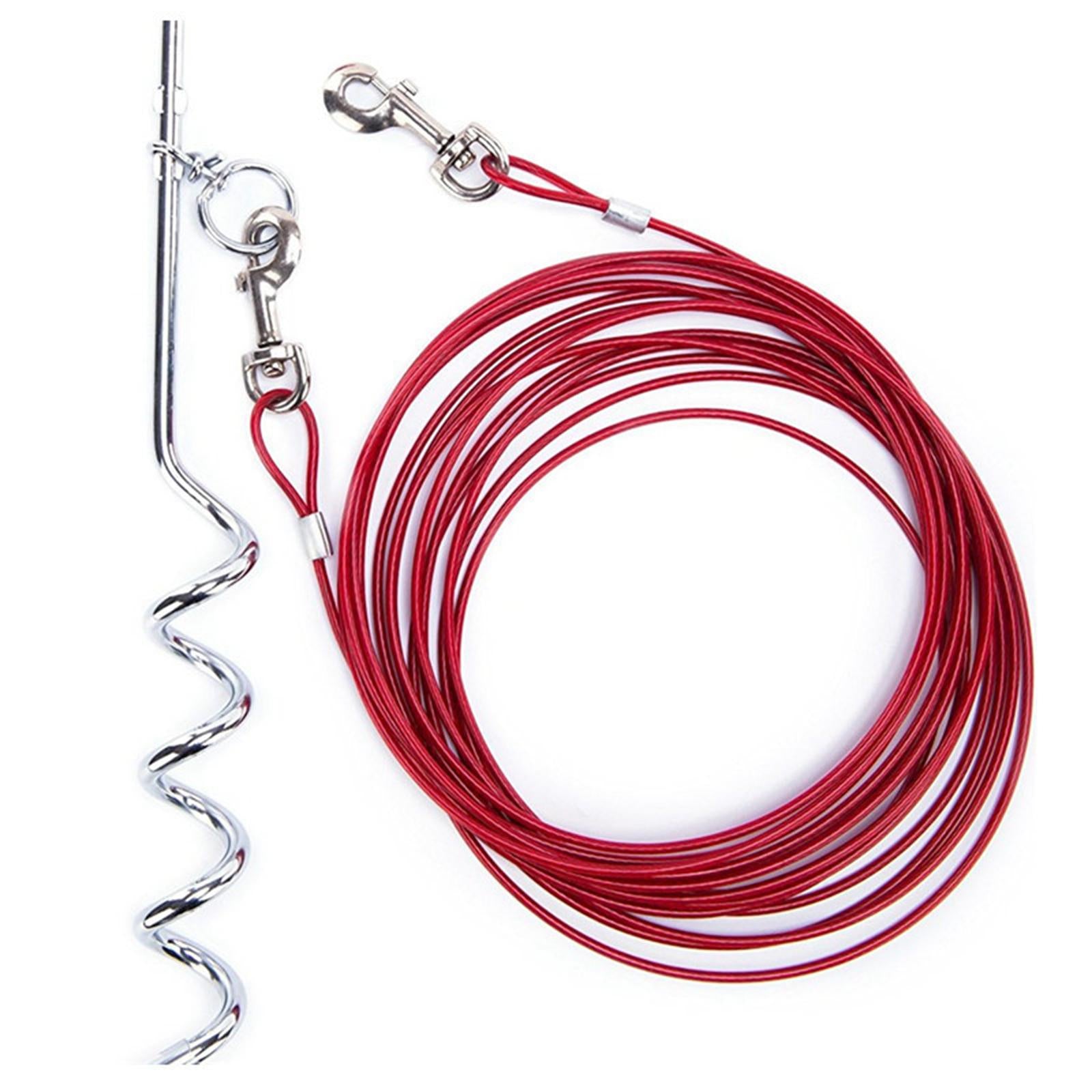 Chew-Proof Pets Dog Tie-Out and Stake Ground Anchor for Yard Garden Red 5m