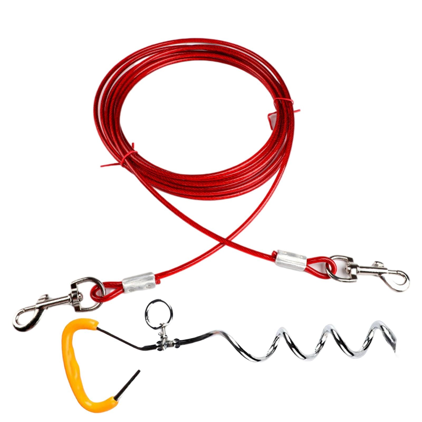Chew-Proof Pets Dog Tie-Out and Stake Ground Anchor for Yard Garden Red 5m