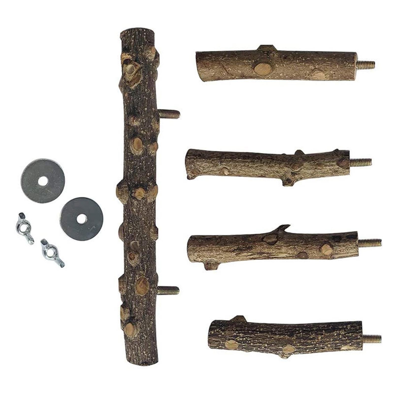 Bird Perches Claw Grinding Chewing Bite Toys Tree Branch Rack Wooden Pole