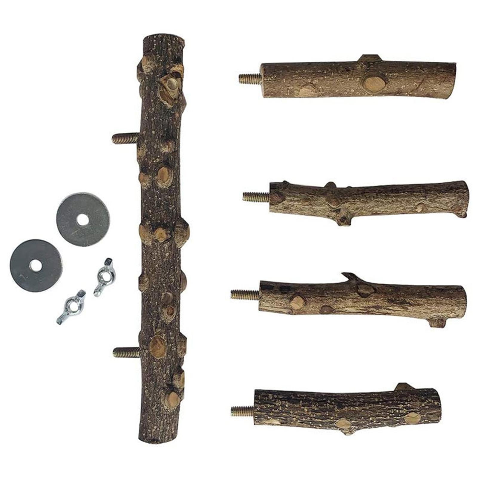 Bird Perches Claw Grinding Chewing Bite Toys Tree Branch Rack Wooden Pole
