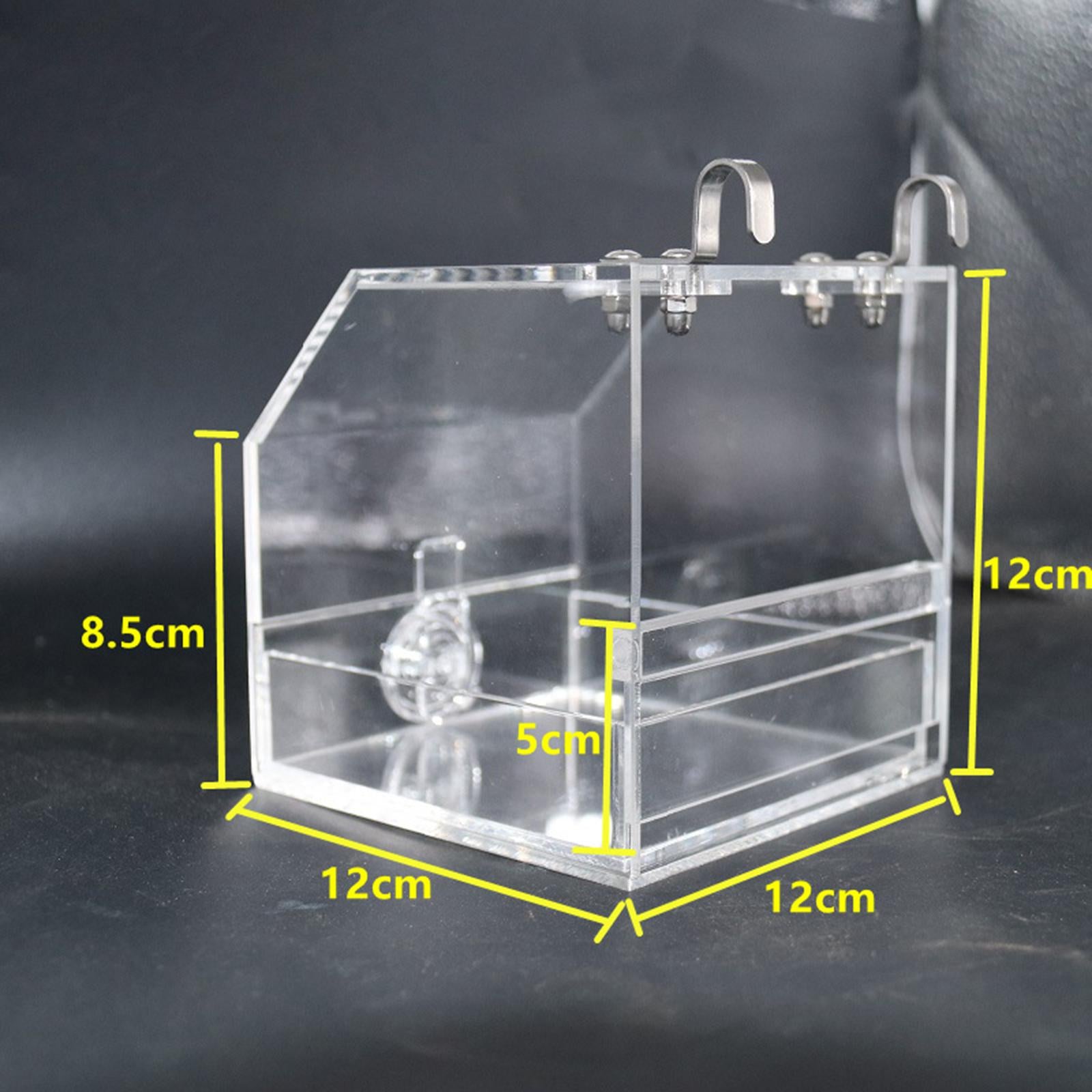 Clear Bird Cage Feeder Acrylic Hanging Pet Feeder Food Dish Feeding Box S