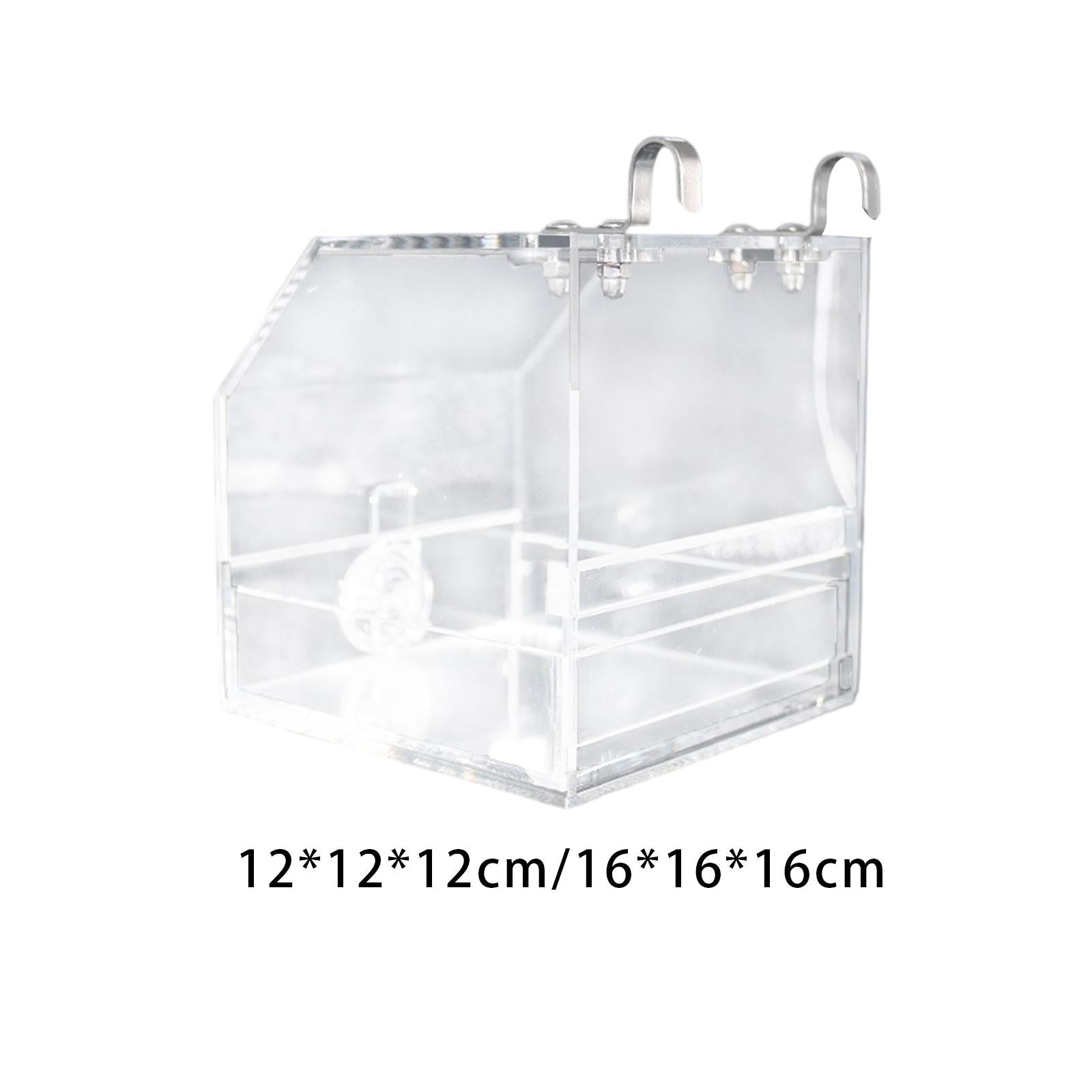 Clear Bird Cage Feeder Acrylic Hanging Pet Feeder Food Dish Feeding Box S