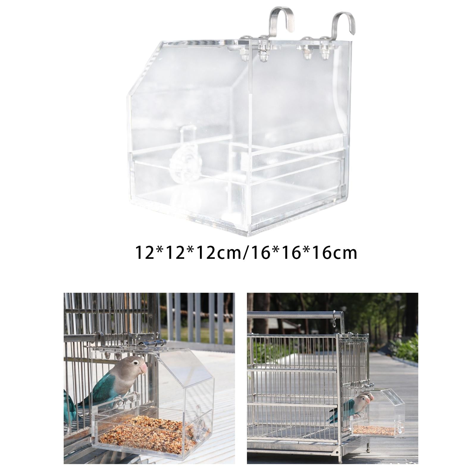 Clear Bird Cage Feeder Acrylic Hanging Pet Feeder Food Dish Feeding Box S