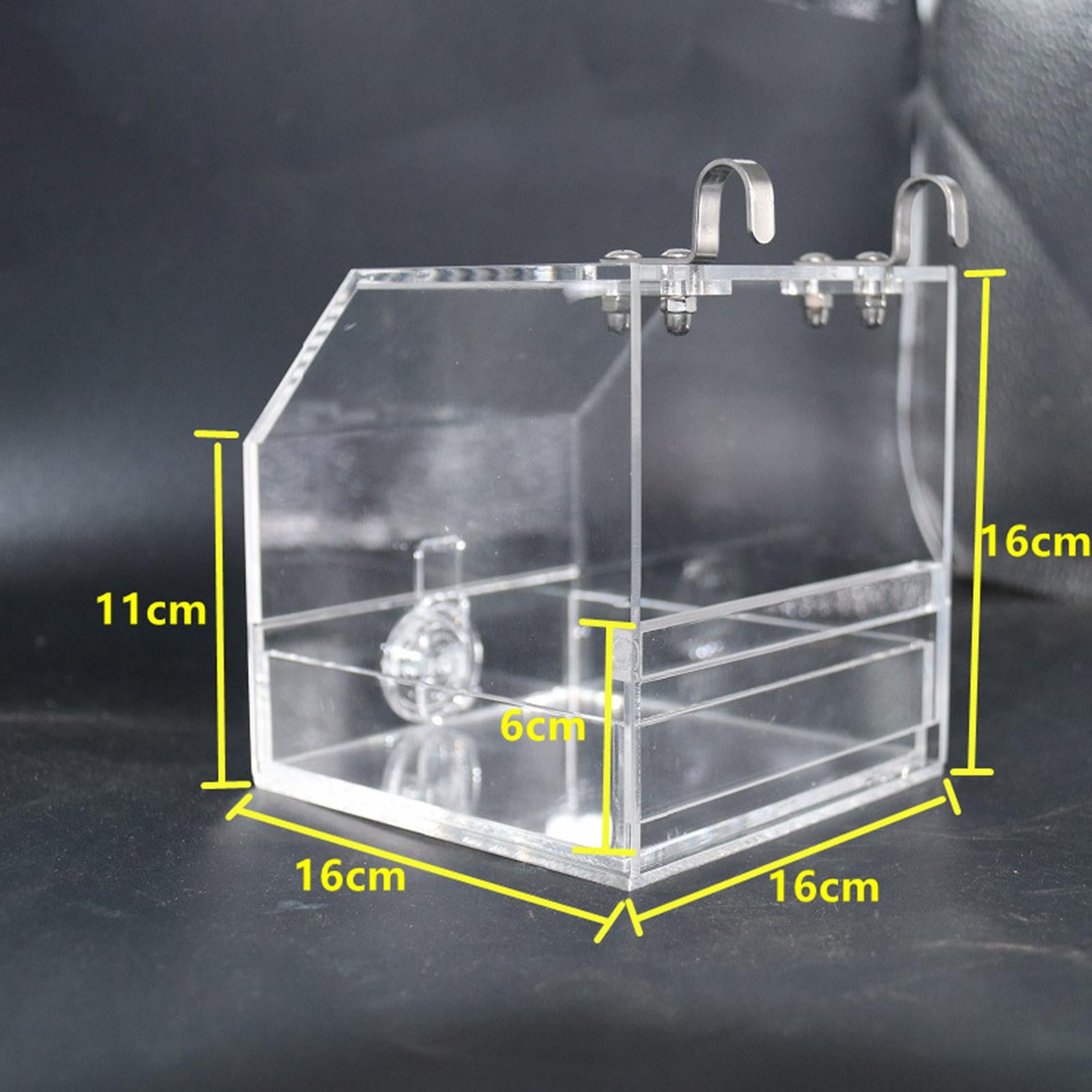 Clear Bird Cage Feeder Acrylic Hanging Pet Feeder Food Dish Feeding Box L