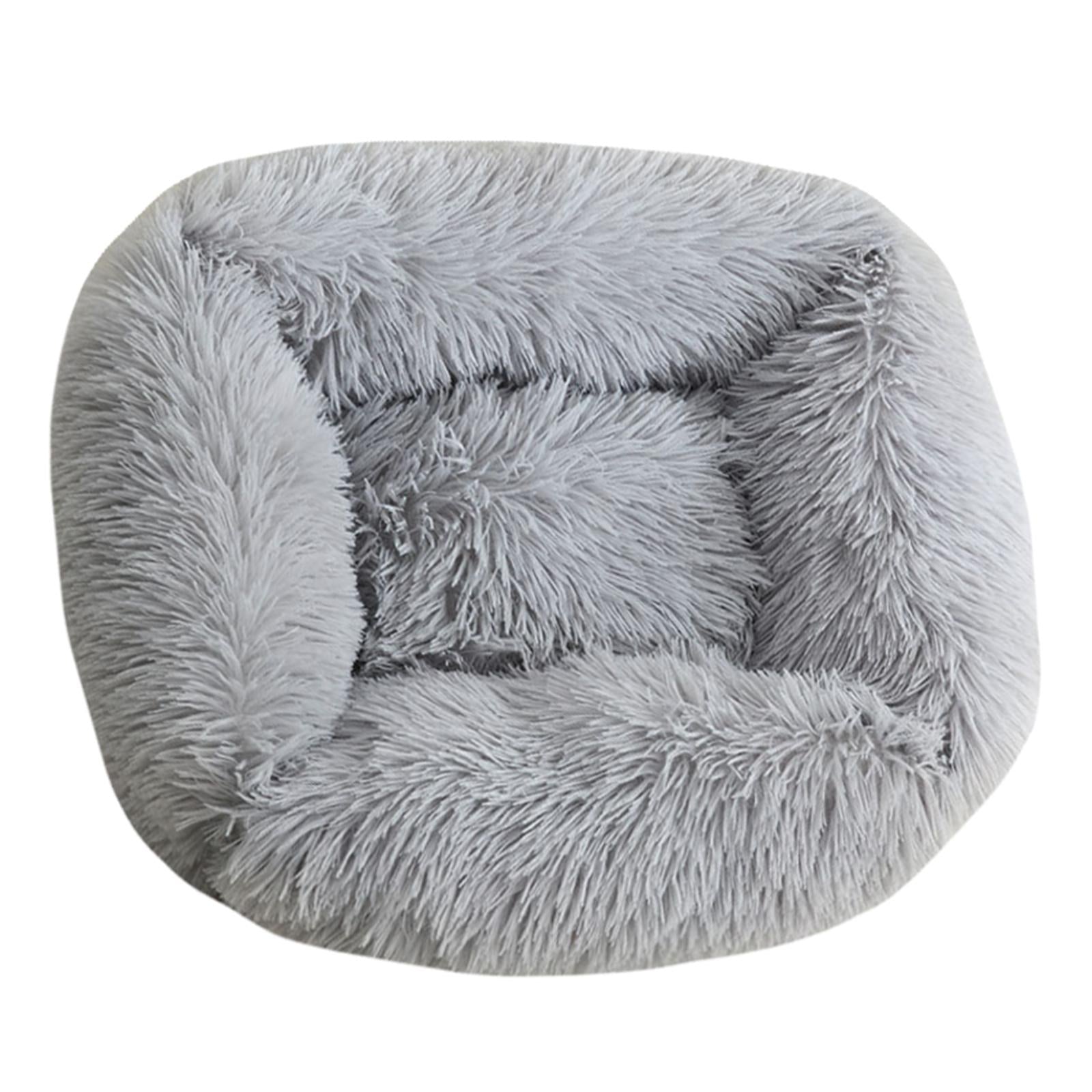 Dog Cat Bed Warm Kennel Plush Rectangle Nest Puppy Sleeping S light grey