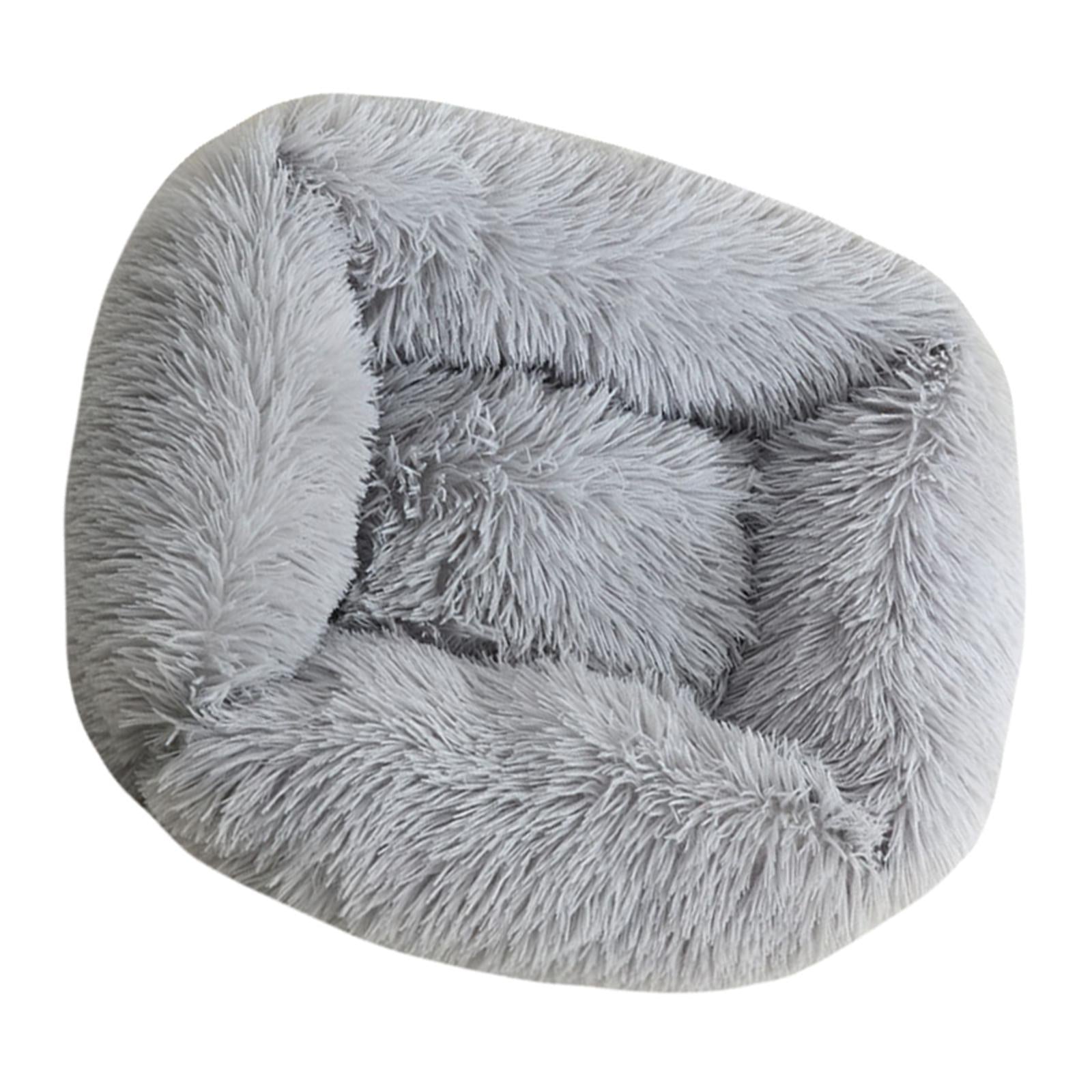 Dog Cat Bed Warm Kennel Plush Rectangle Nest Puppy Sleeping S light grey