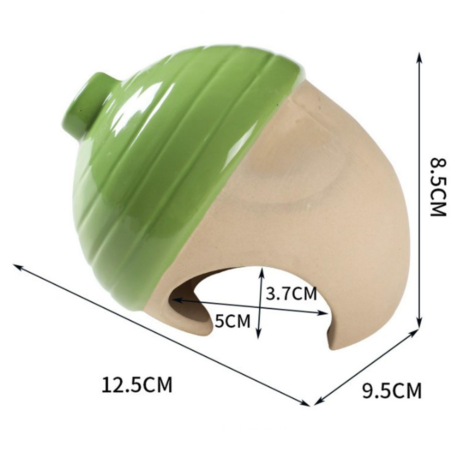 Cartoon Ceramic Hamster House Hideout Cave Small Animal Hut Green acorn