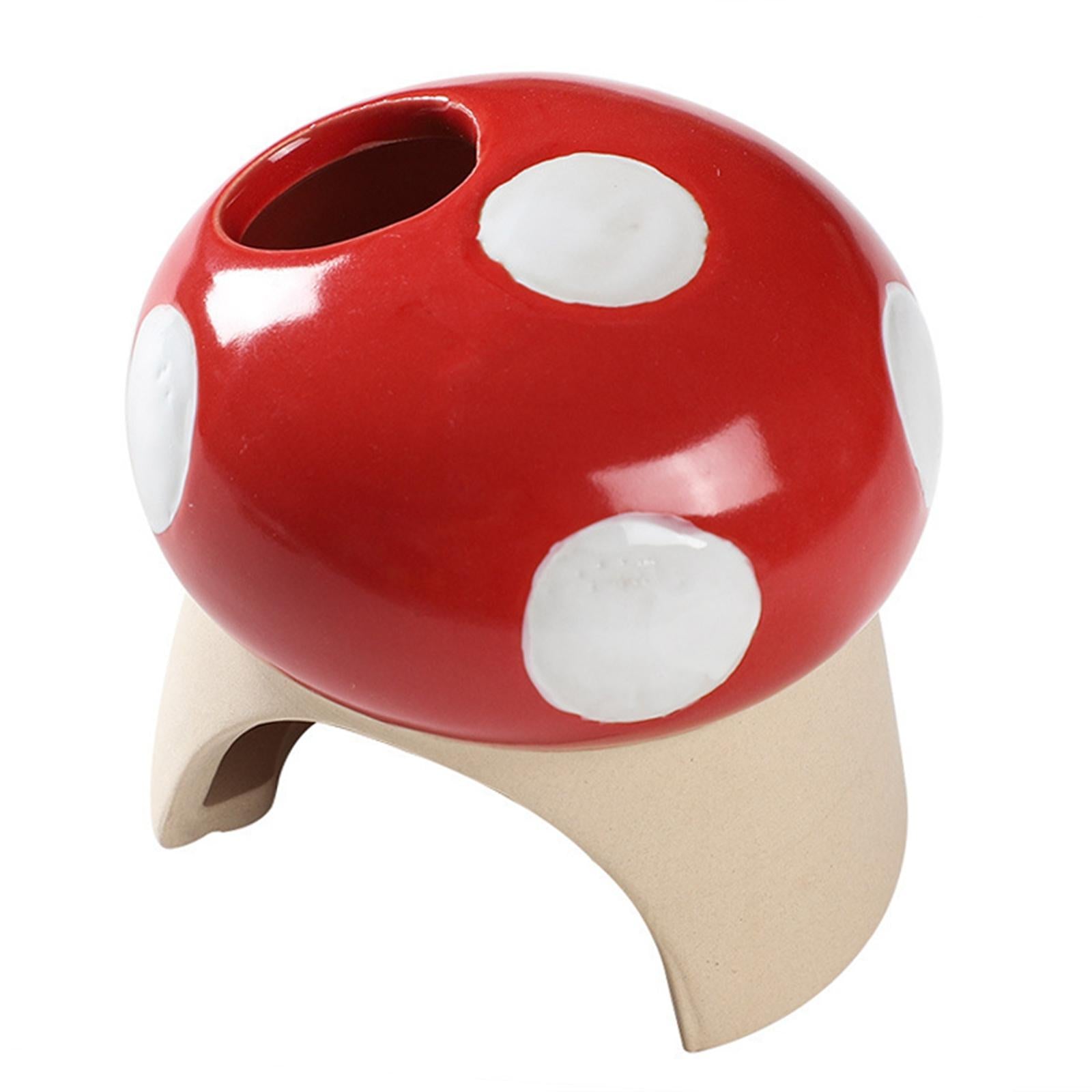 Cartoon Ceramic Hamster House Hideout Cave Small Animal Hut Red mushroom