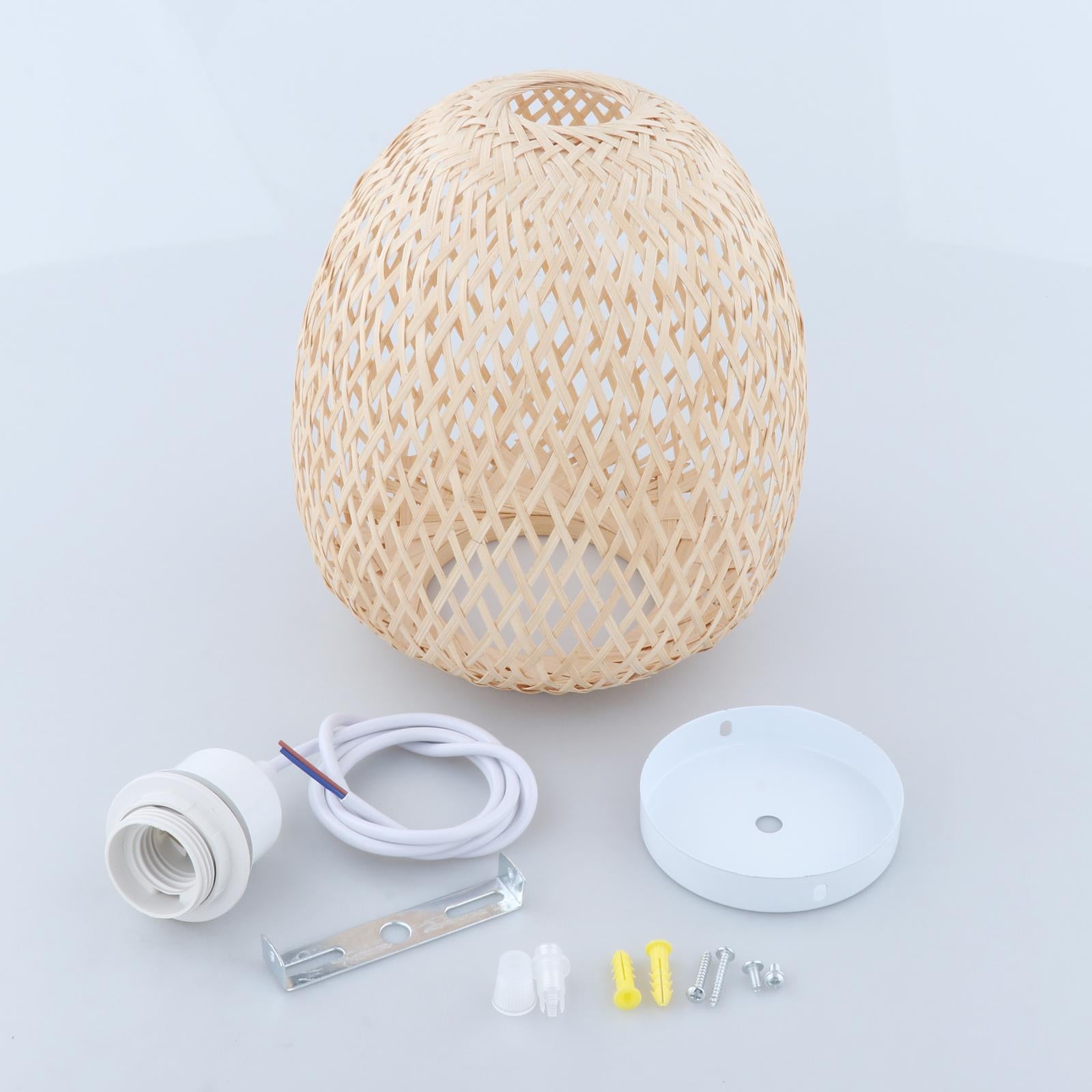 Bamboo Wicker Lamp Shade Hanging Light for Dining Room Living Room Bar
