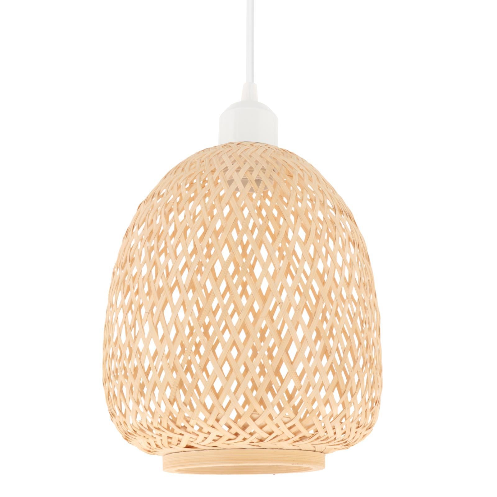 Bamboo Wicker Lamp Shade Hanging Light for Dining Room Living Room Bar