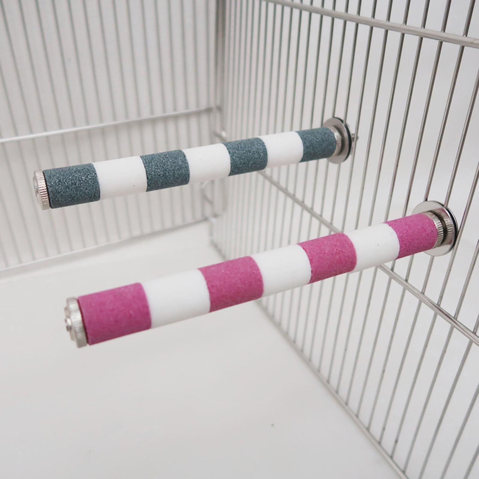 Bird Pet Parrot Stand Toys Chew Paw Grinding Colorful Cage Branch Perches Pink 2x20cm