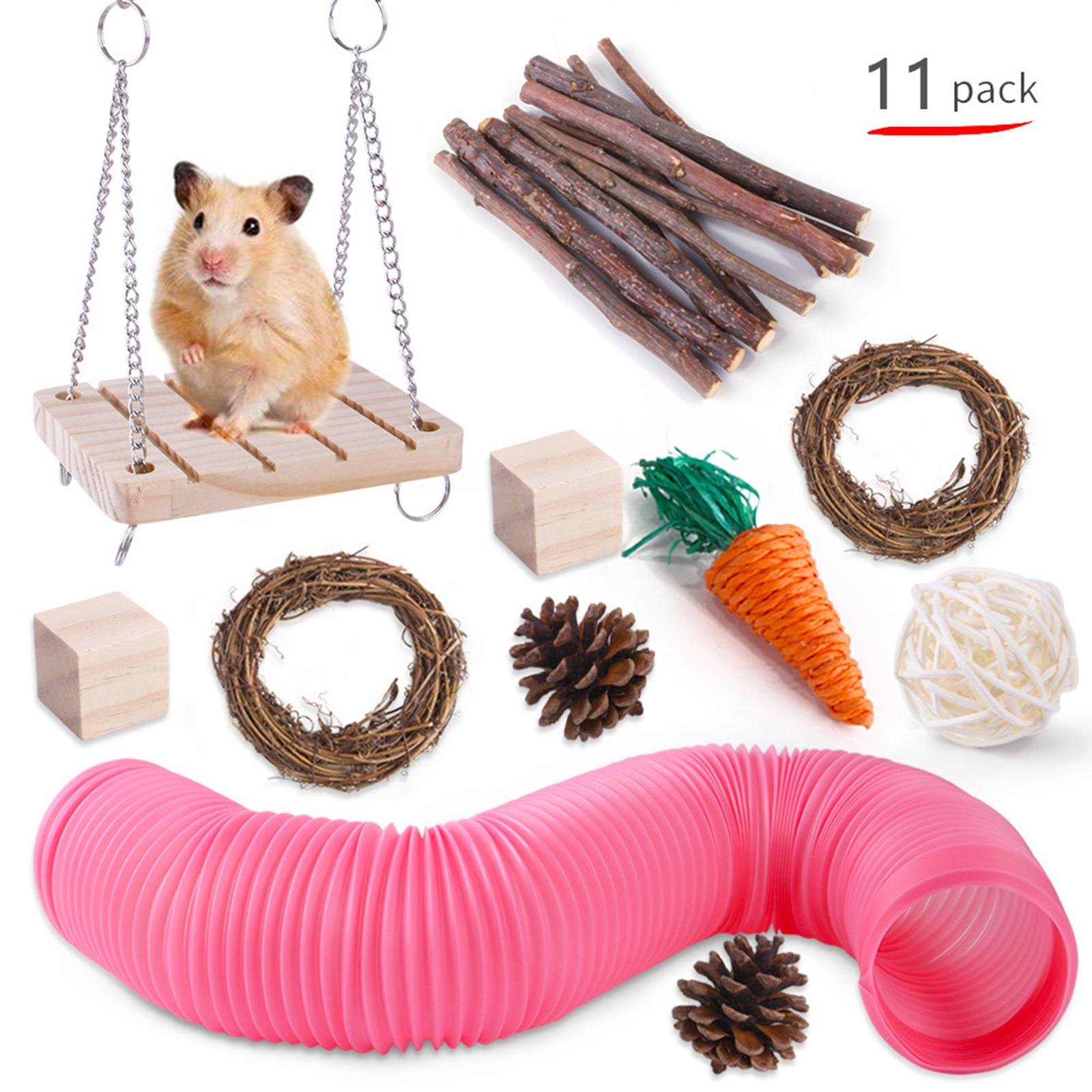 11x Hamster Chew Pets Toy Guinea Pig Rabbit Rat Rodents Chinchilla Pink