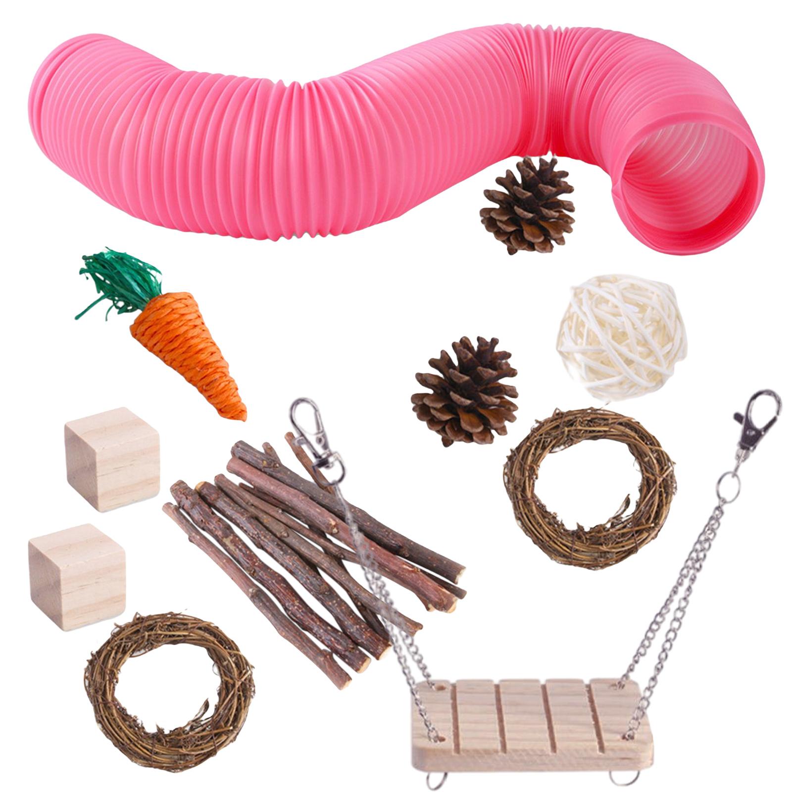 11x Hamster Chew Pets Toy Guinea Pig Rabbit Rat Rodents Chinchilla Pink