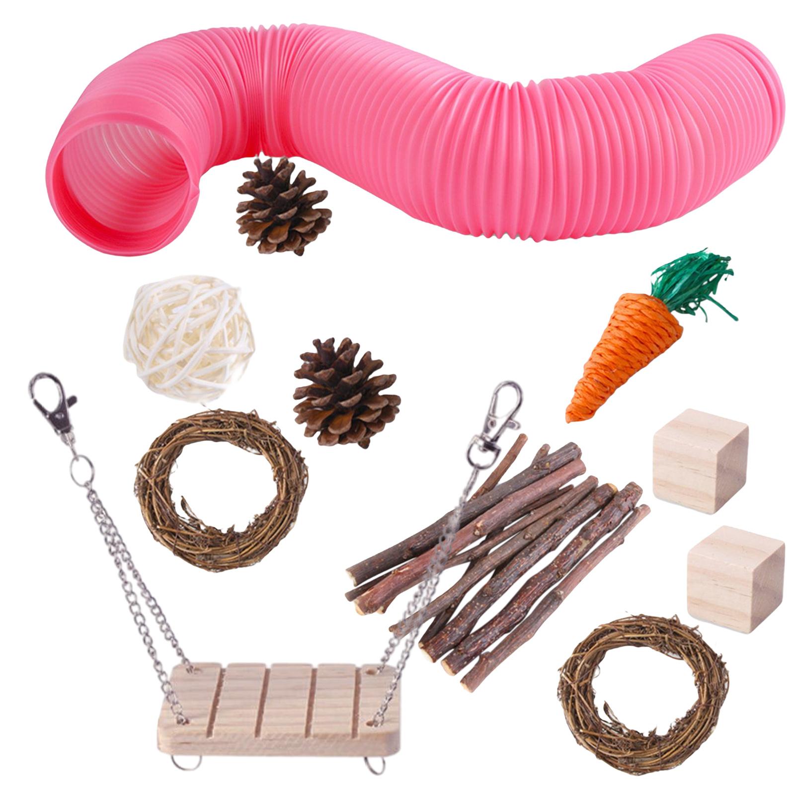 11x Hamster Chew Pets Toy Guinea Pig Rabbit Rat Rodents Chinchilla Pink