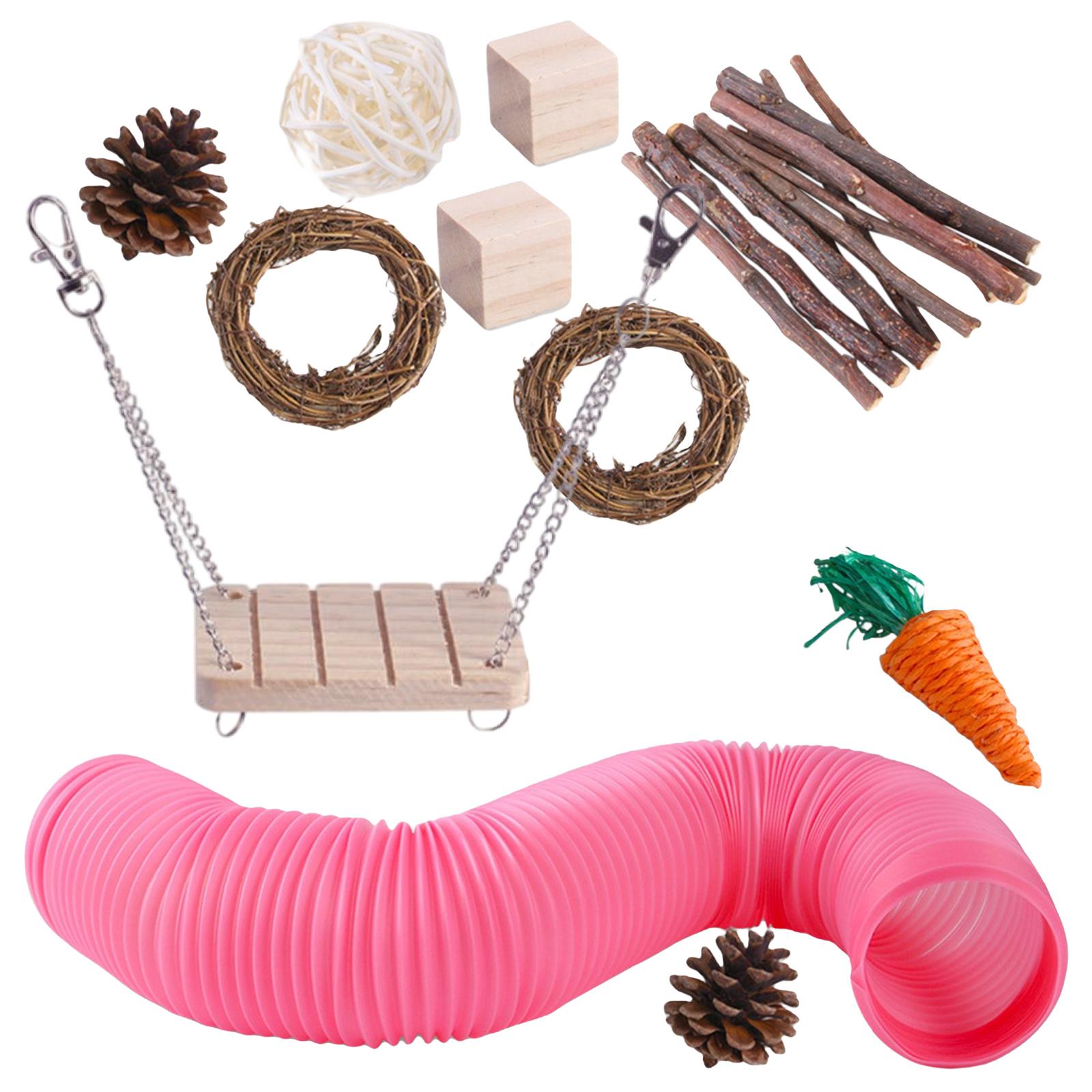 11x Hamster Chew Pets Toy Guinea Pig Rabbit Rat Rodents Chinchilla Pink