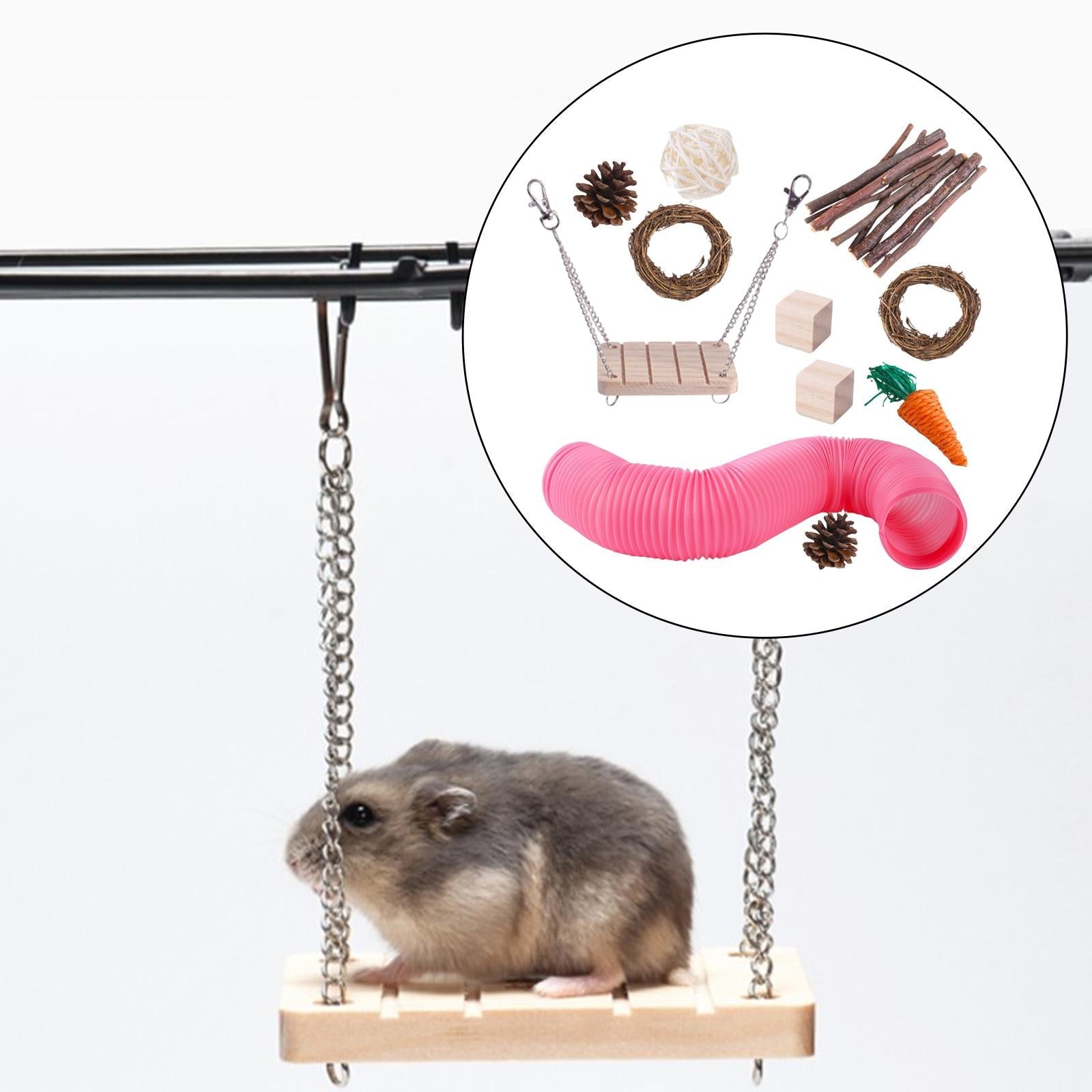 11x Hamster Chew Pets Toy Guinea Pig Rabbit Rat Rodents Chinchilla Pink