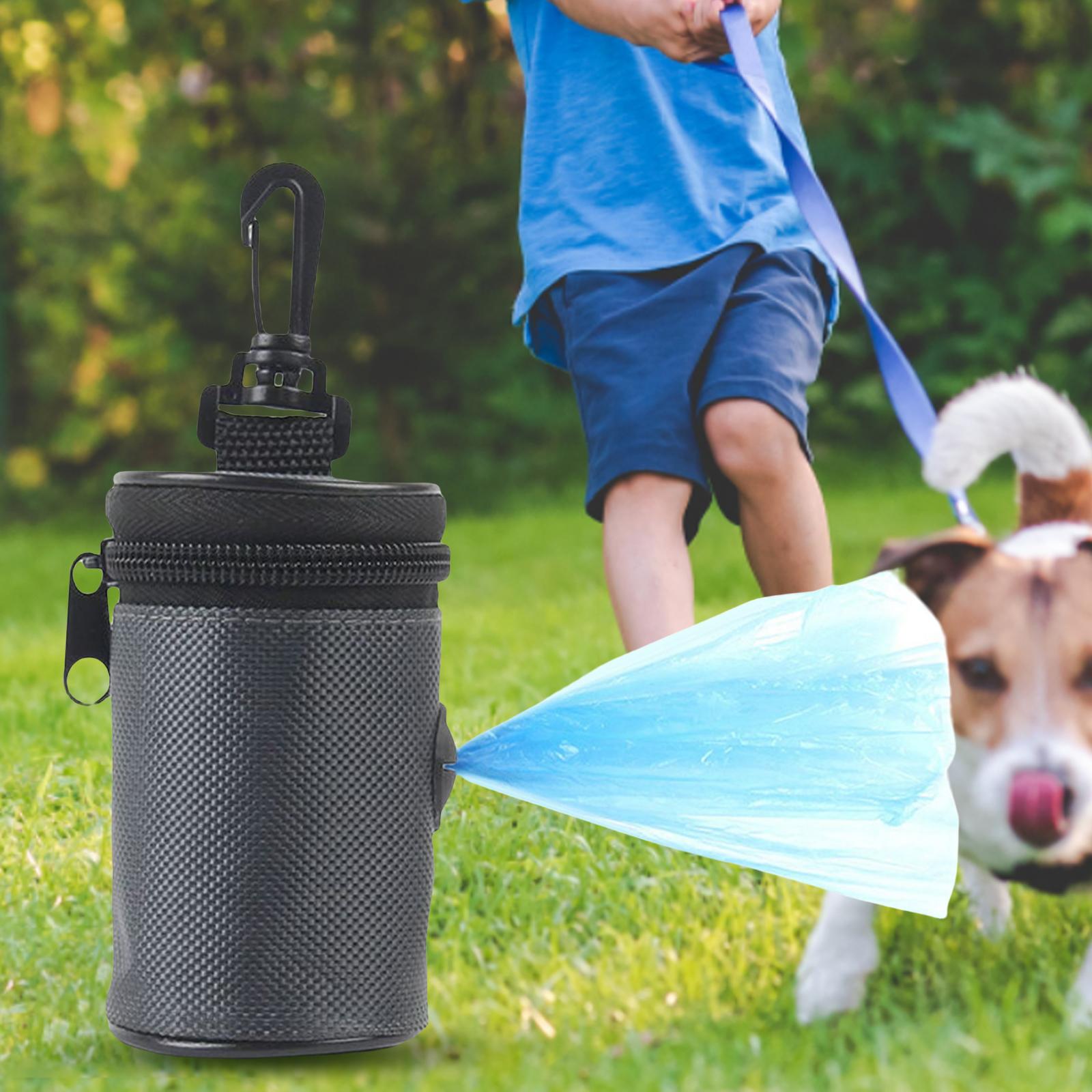 Dog Poop Bag Holder Dispenser Oxford Cloth Outdoor Case Zipped Pouch Grey