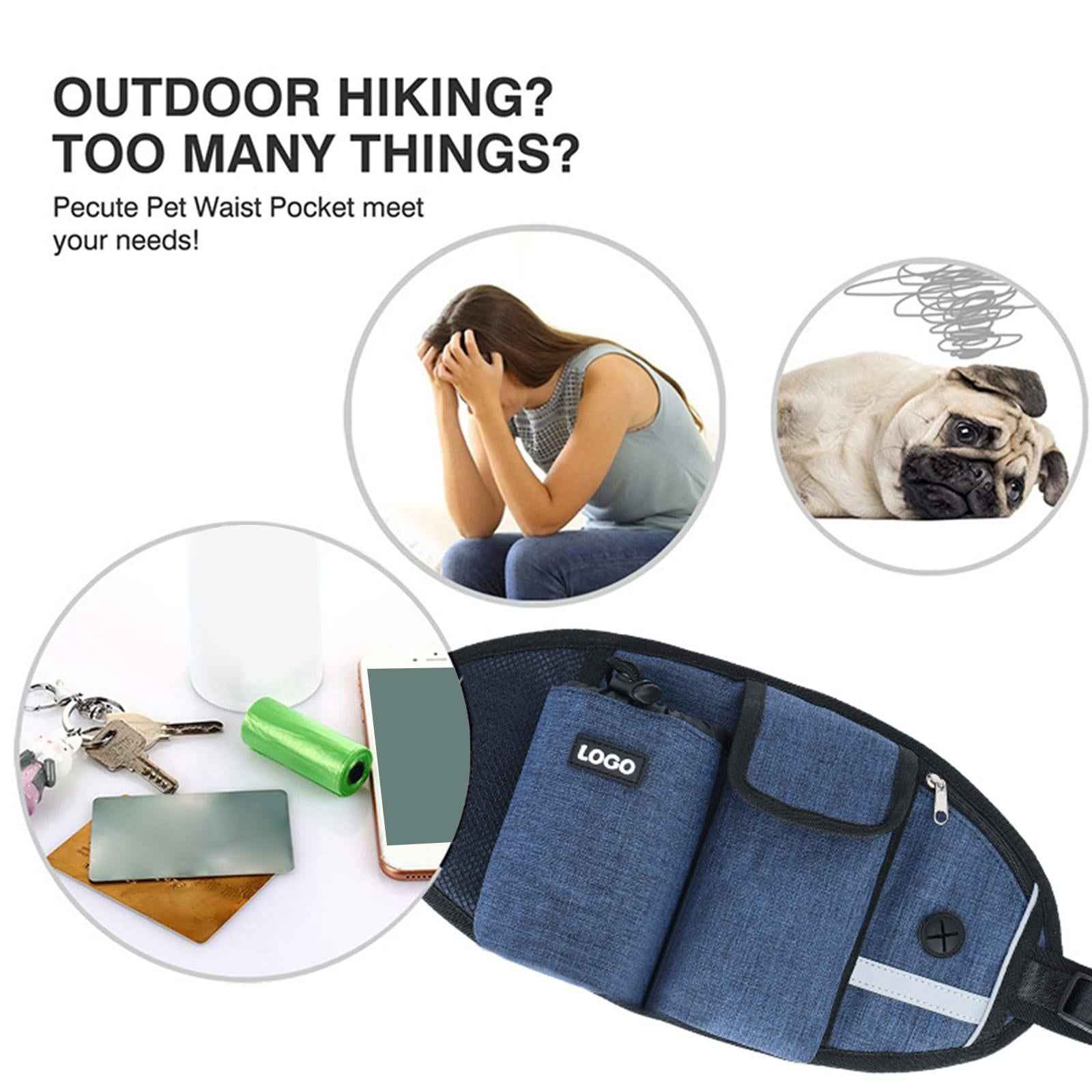 Hands Free Dog Leash Running Waist Belt Pet Walking Elastic Leashes+Bag Leash Only