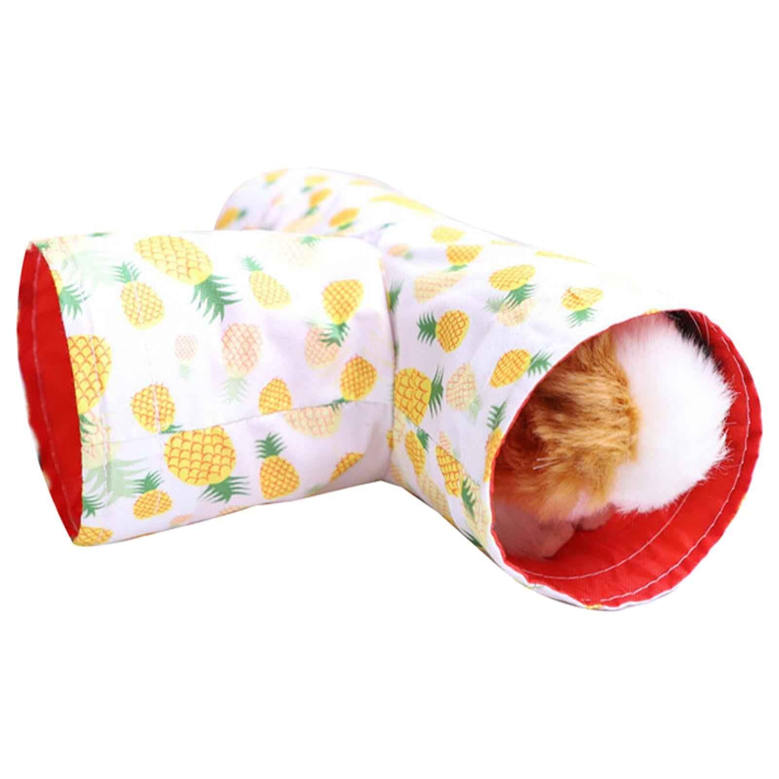 Hamster Tunnel Tubes Cage Toys For Small Animals Hedgehog Guinea Pig Yellow Pineapple