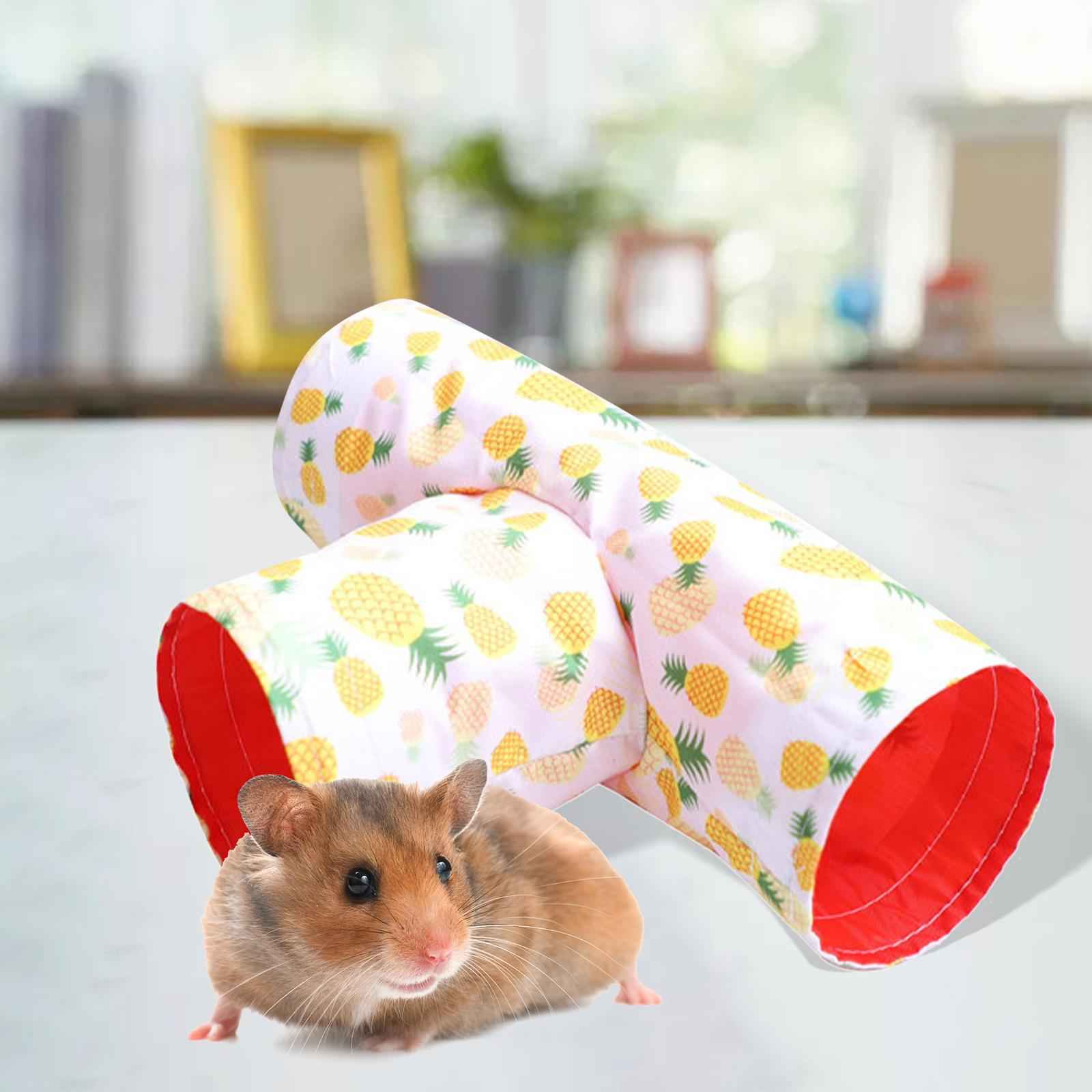 Hamster Tunnel Tubes Cage Toys For Small Animals Hedgehog Guinea Pig Yellow Pineapple