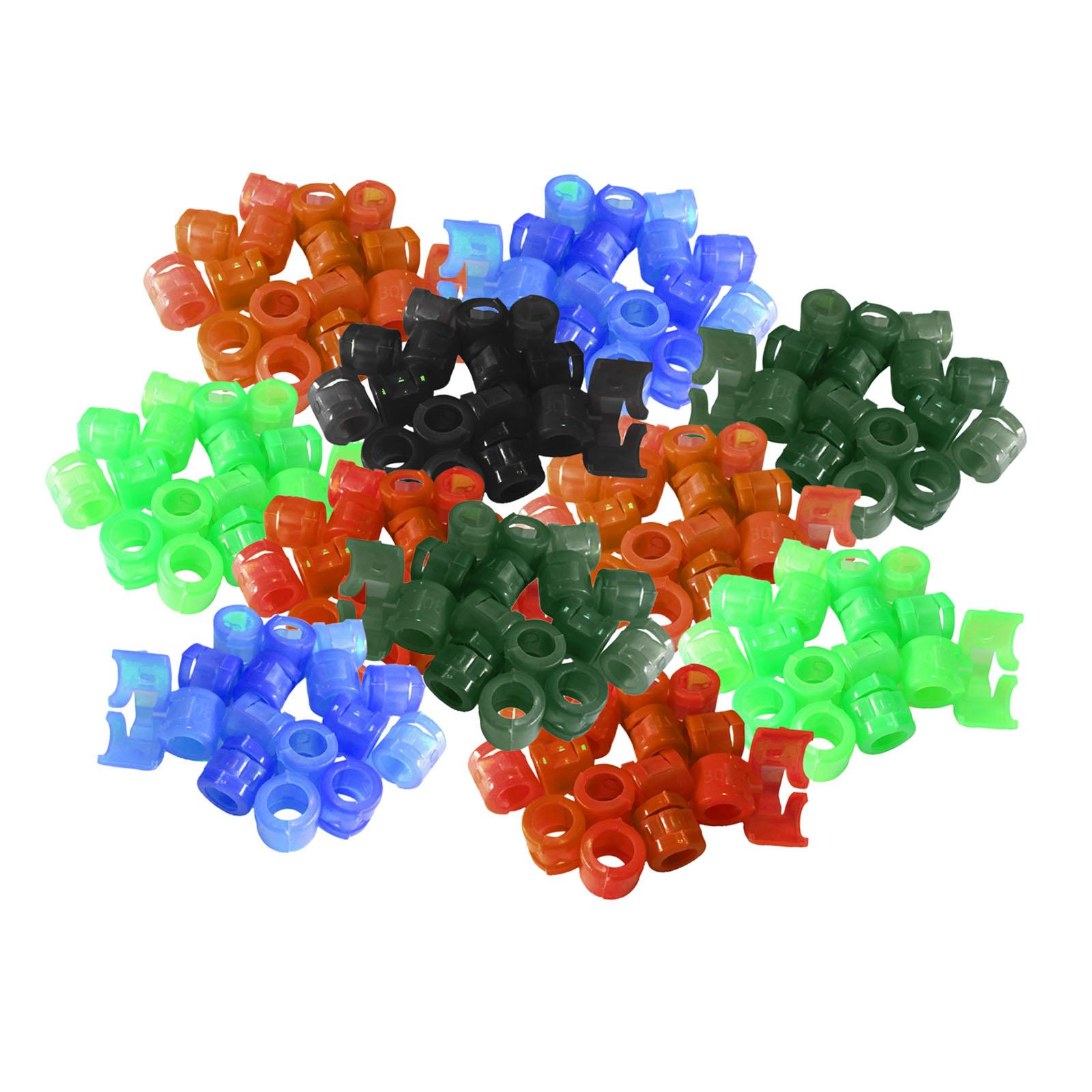 100Pcs Birds Foot Bands Competition Pigeon Clip On Leg Rings Mixed Colors