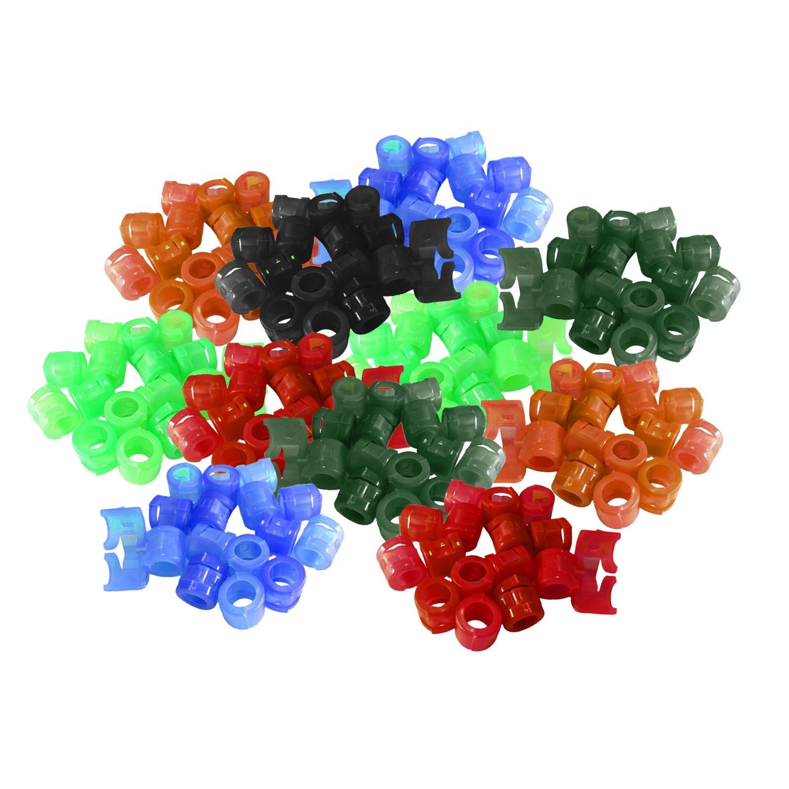 100Pcs Birds Foot Bands Competition Pigeon Clip On Leg Rings Mixed Colors