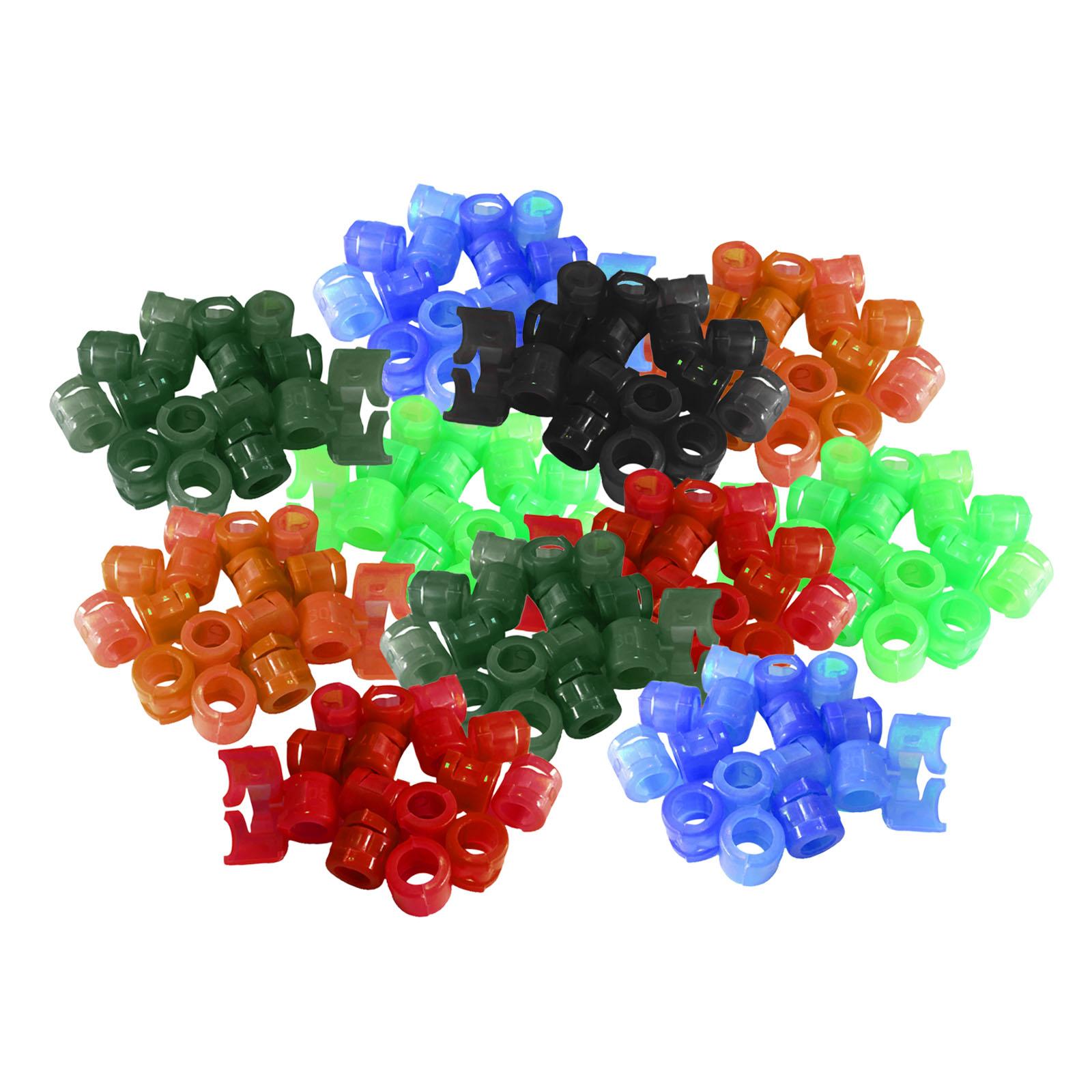 100Pcs Birds Foot Bands Competition Pigeon Clip On Leg Rings Mixed Colors