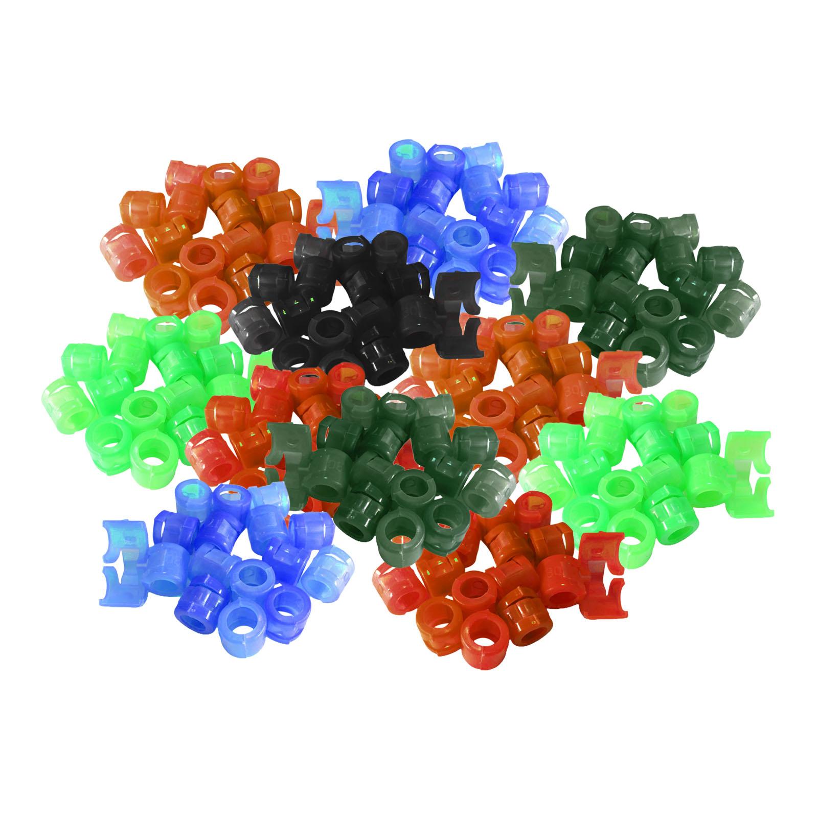 100Pcs Birds Foot Bands Competition Pigeon Clip On Leg Rings Mixed Colors