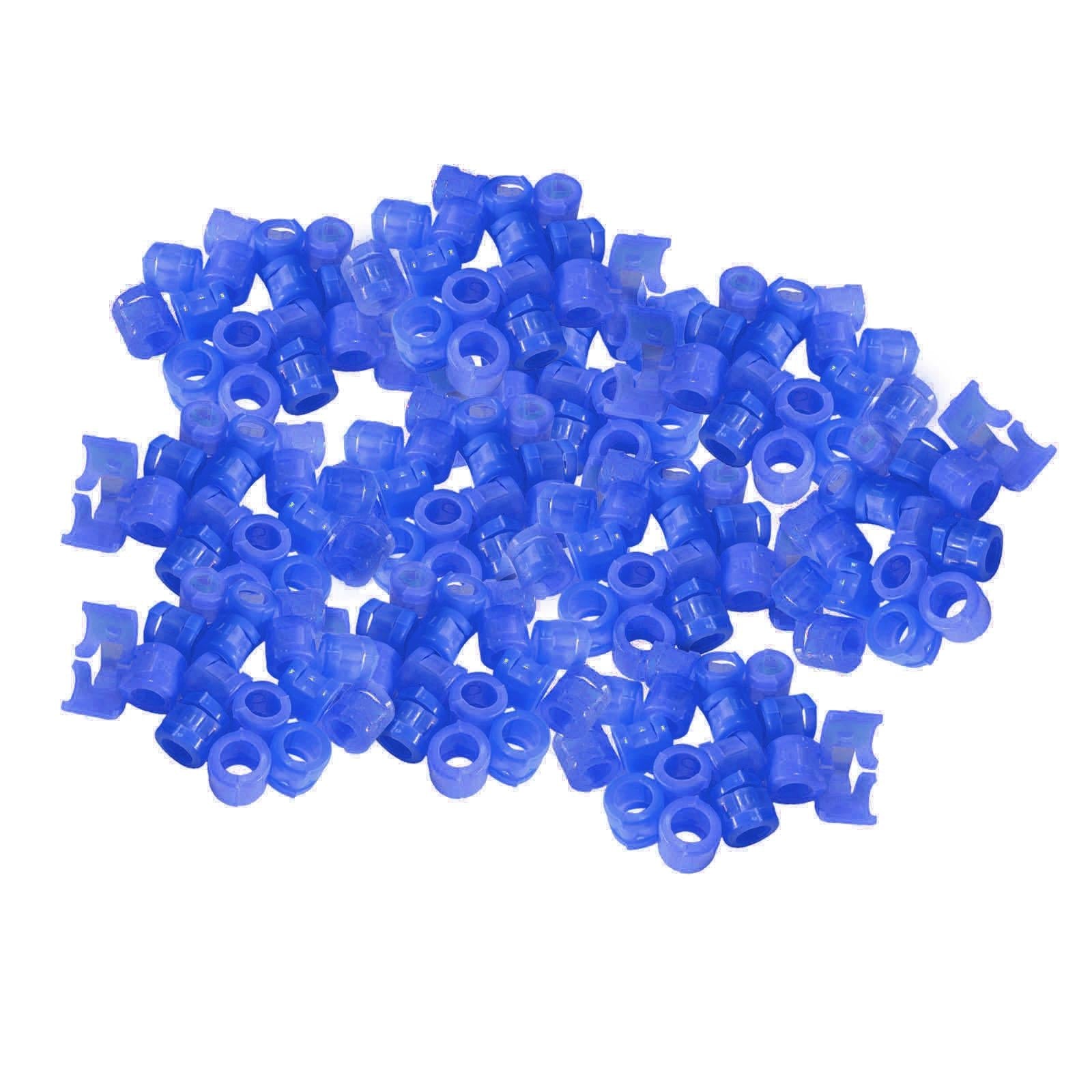 100Pcs Birds Foot Bands Competition Pigeon Clip On Leg Rings Blue