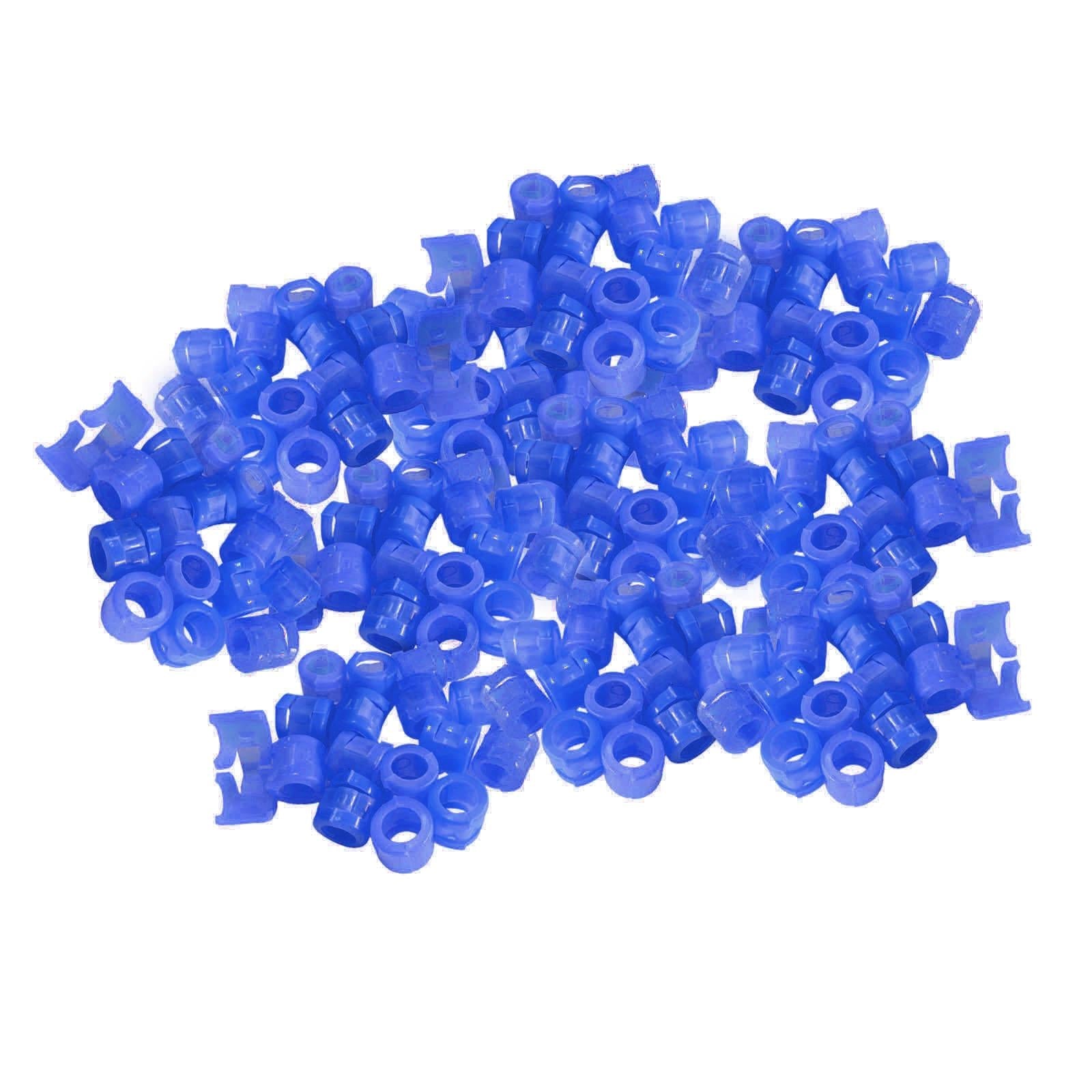 100Pcs Birds Foot Bands Competition Pigeon Clip On Leg Rings Blue