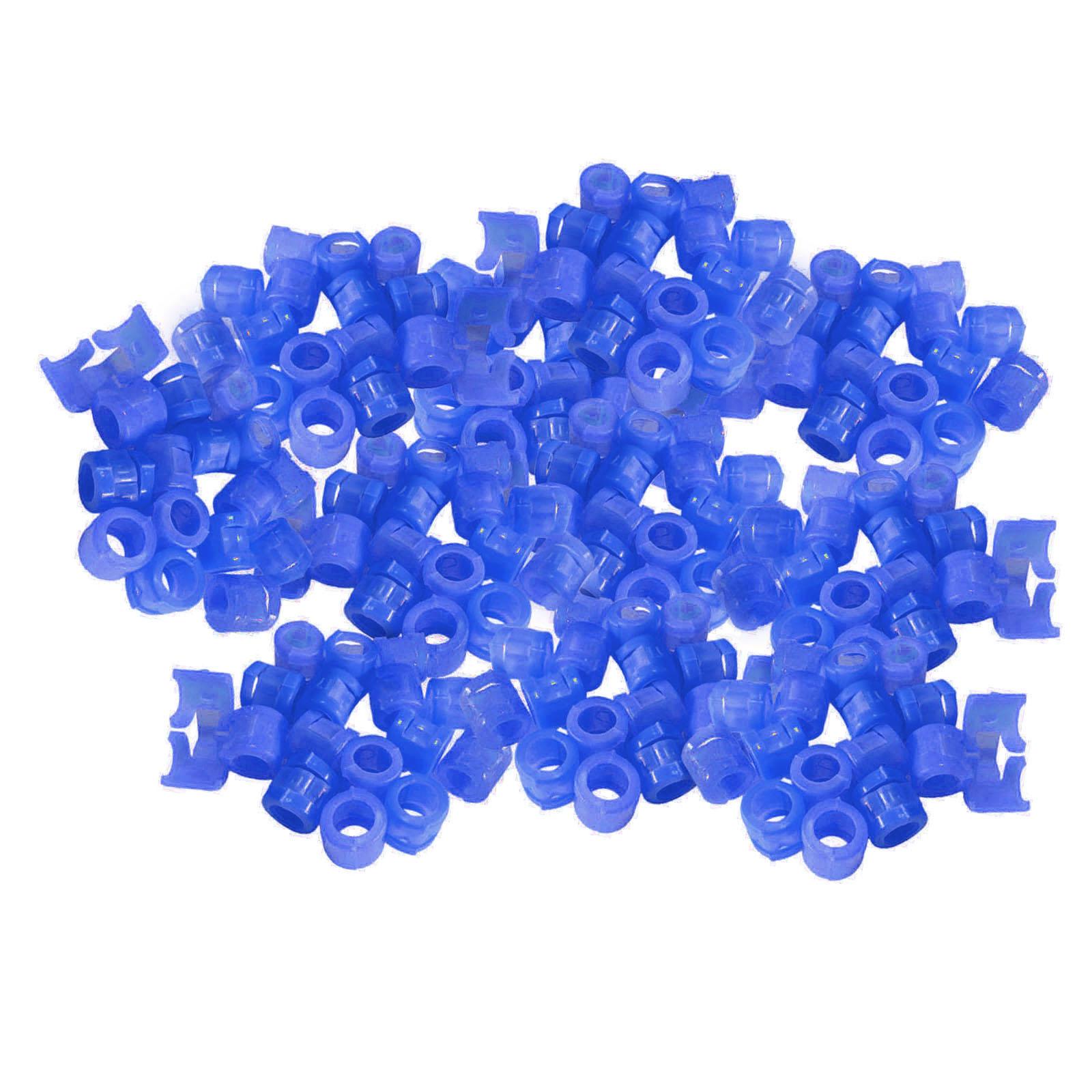 100Pcs Birds Foot Bands Competition Pigeon Clip On Leg Rings Blue