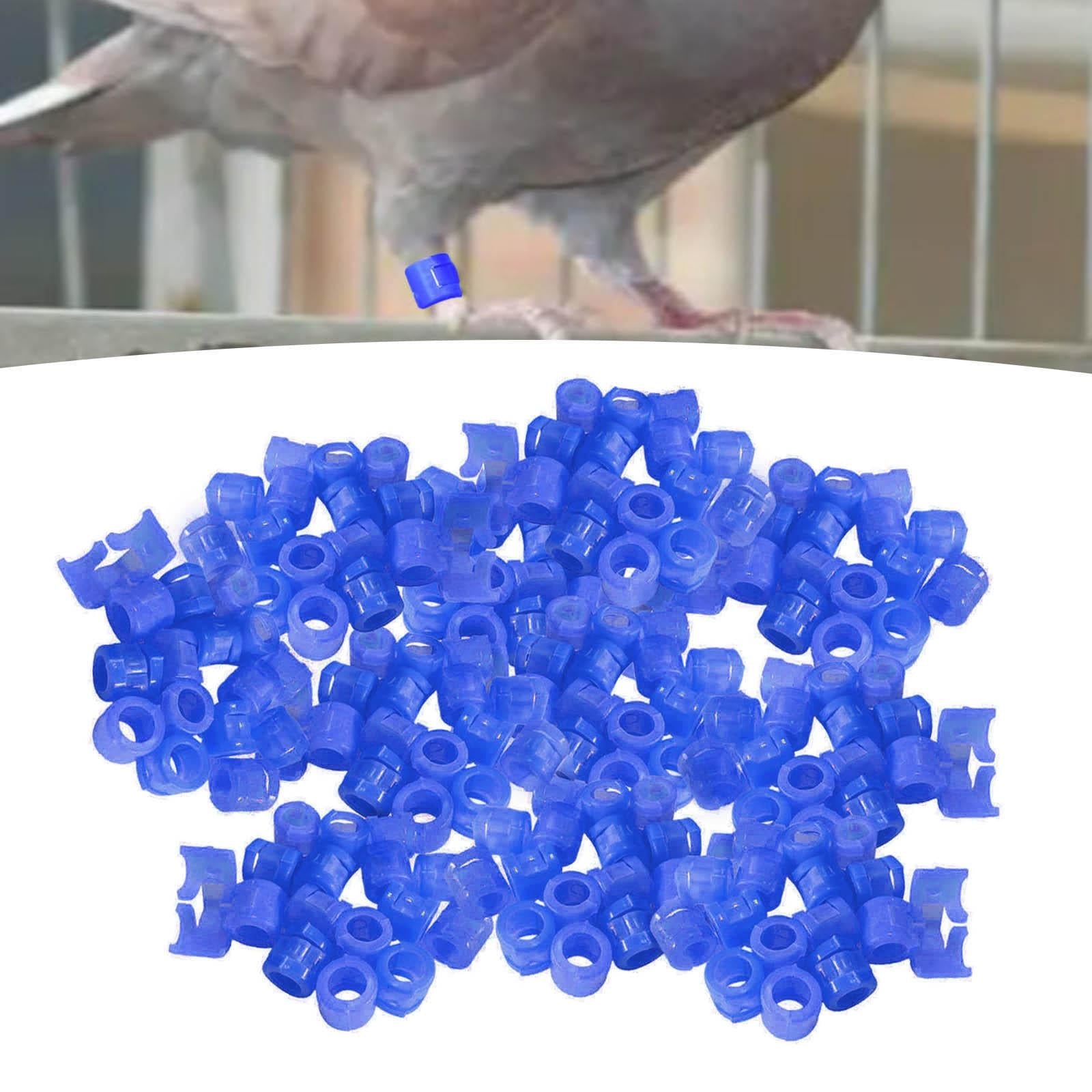 100Pcs Birds Foot Bands Competition Pigeon Clip On Leg Rings Blue
