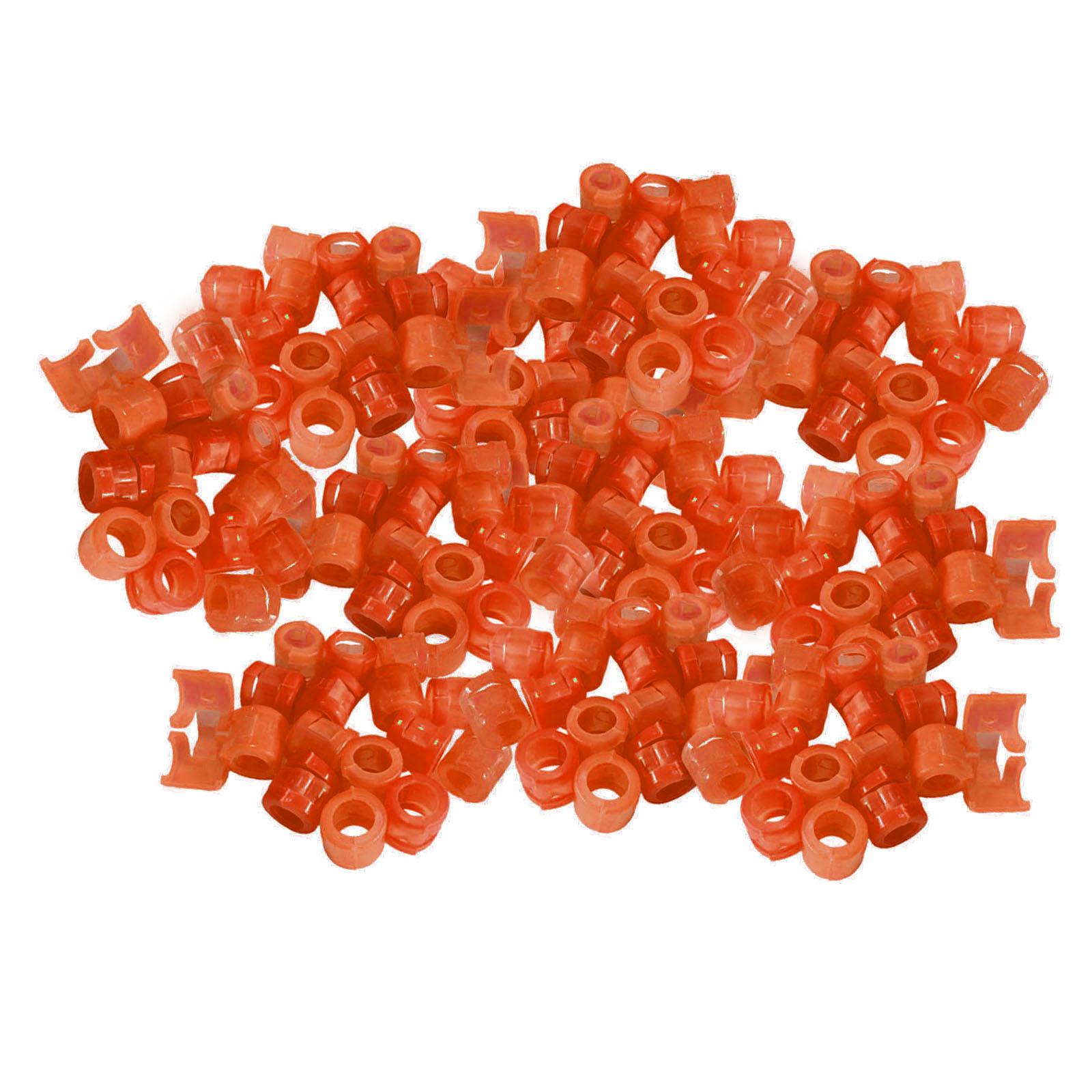 100Pcs Birds Foot Bands Competition Pigeon Clip On Leg Rings Orange