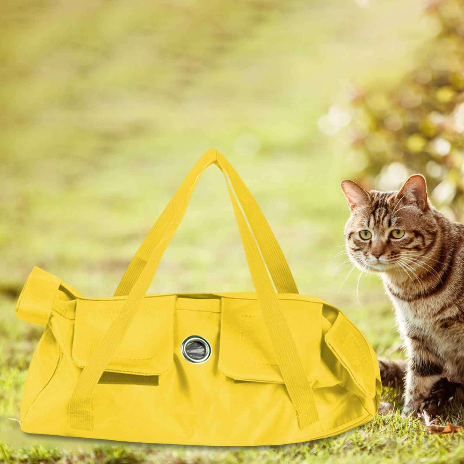 Cat Grooming Restraint Bag Anti Bite Anti Scratching Nail Trimming Bathing Yellow 37cmx24cm S