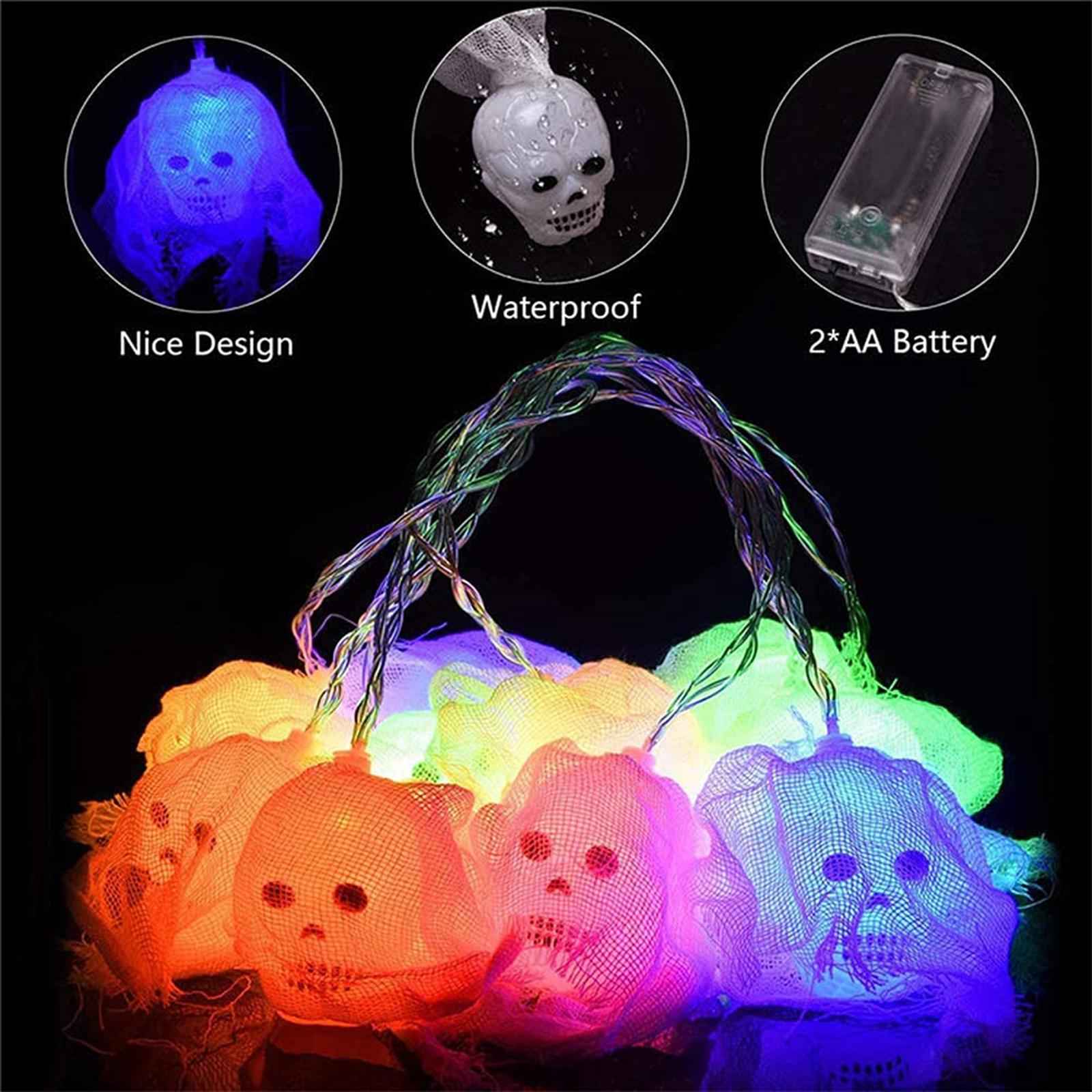Halloween String Lights Skull with for Party Supplies Halloween Yard
