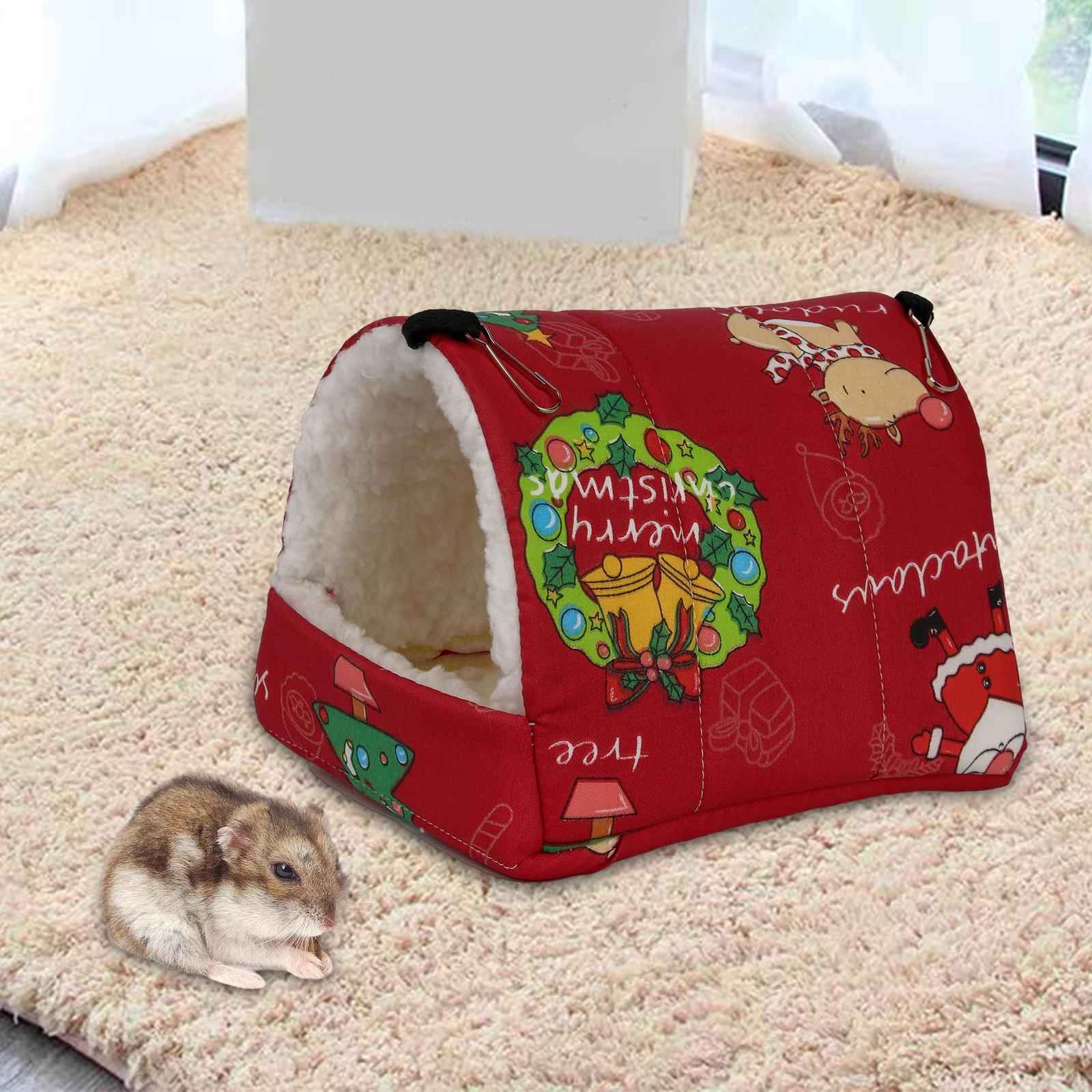 Soft Hamster Hammock Bed Sleeping Hamster DEN Hanging for Chinchilla Rat red