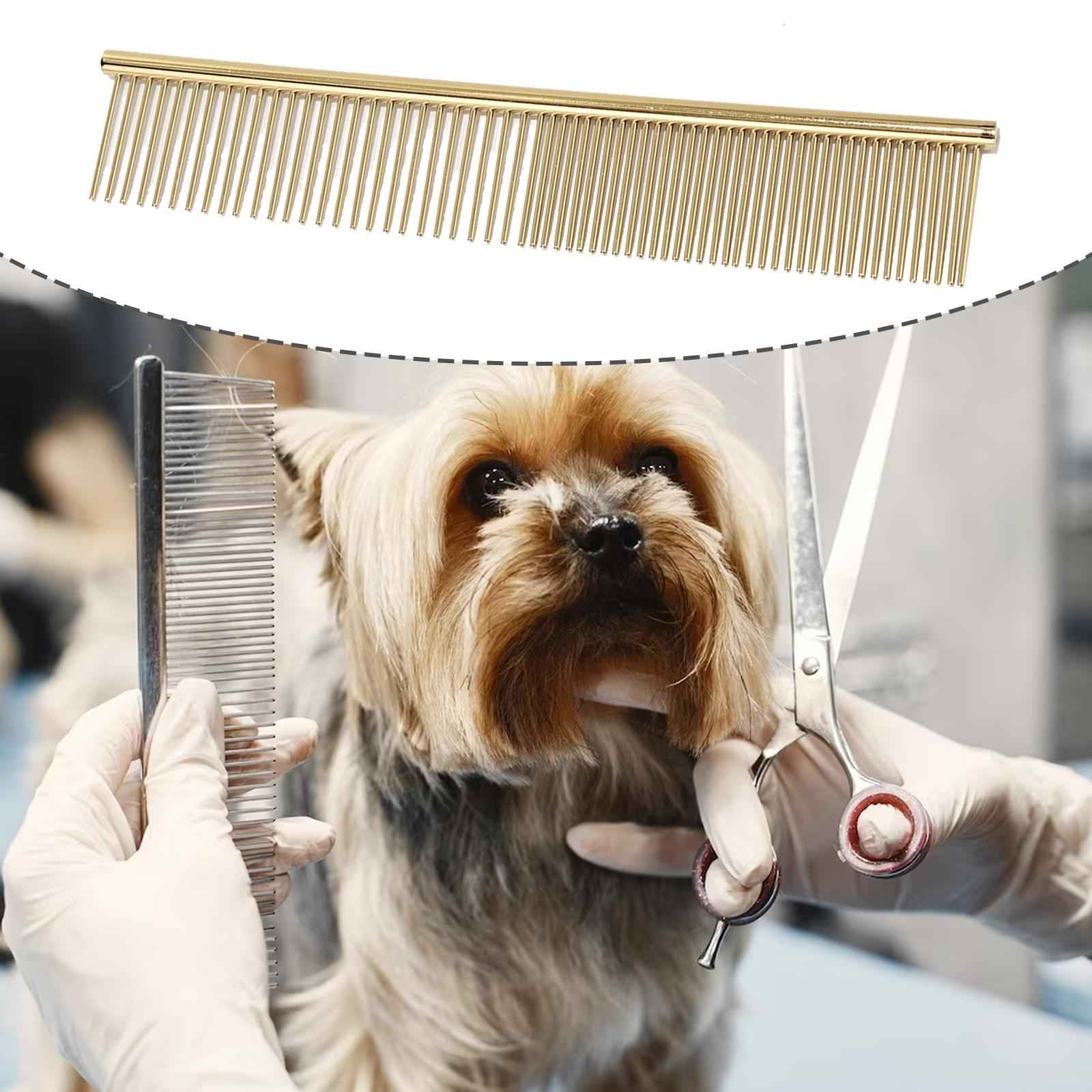 Pet Hair Comb Cat Comb Puppy Animals Trimming Iron Teeth Deshedding Dog Comb Gold