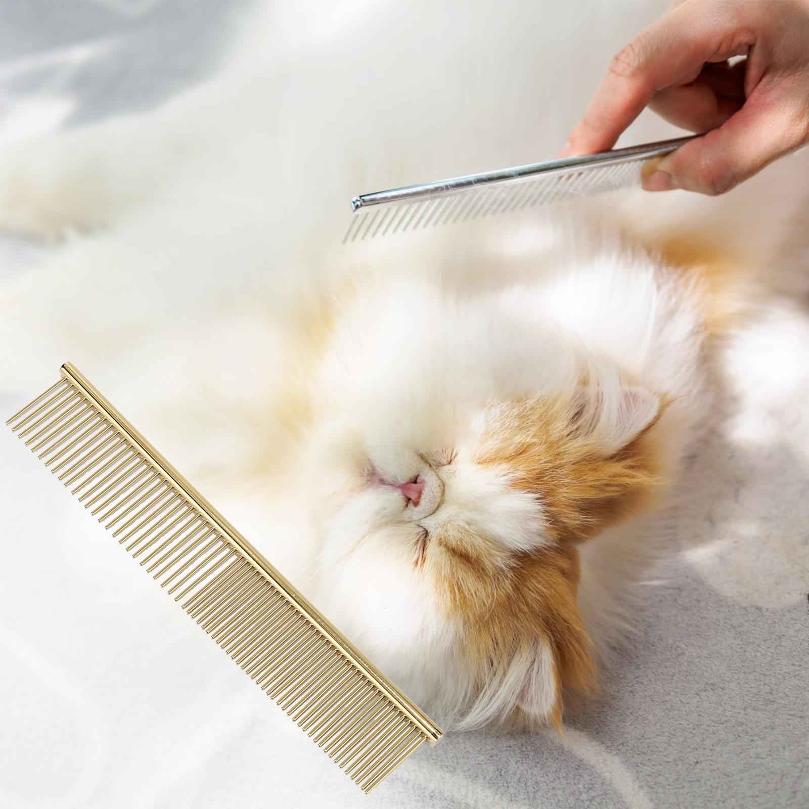 Pet Hair Comb Cat Comb Puppy Animals Trimming Iron Teeth Deshedding Dog Comb Gold