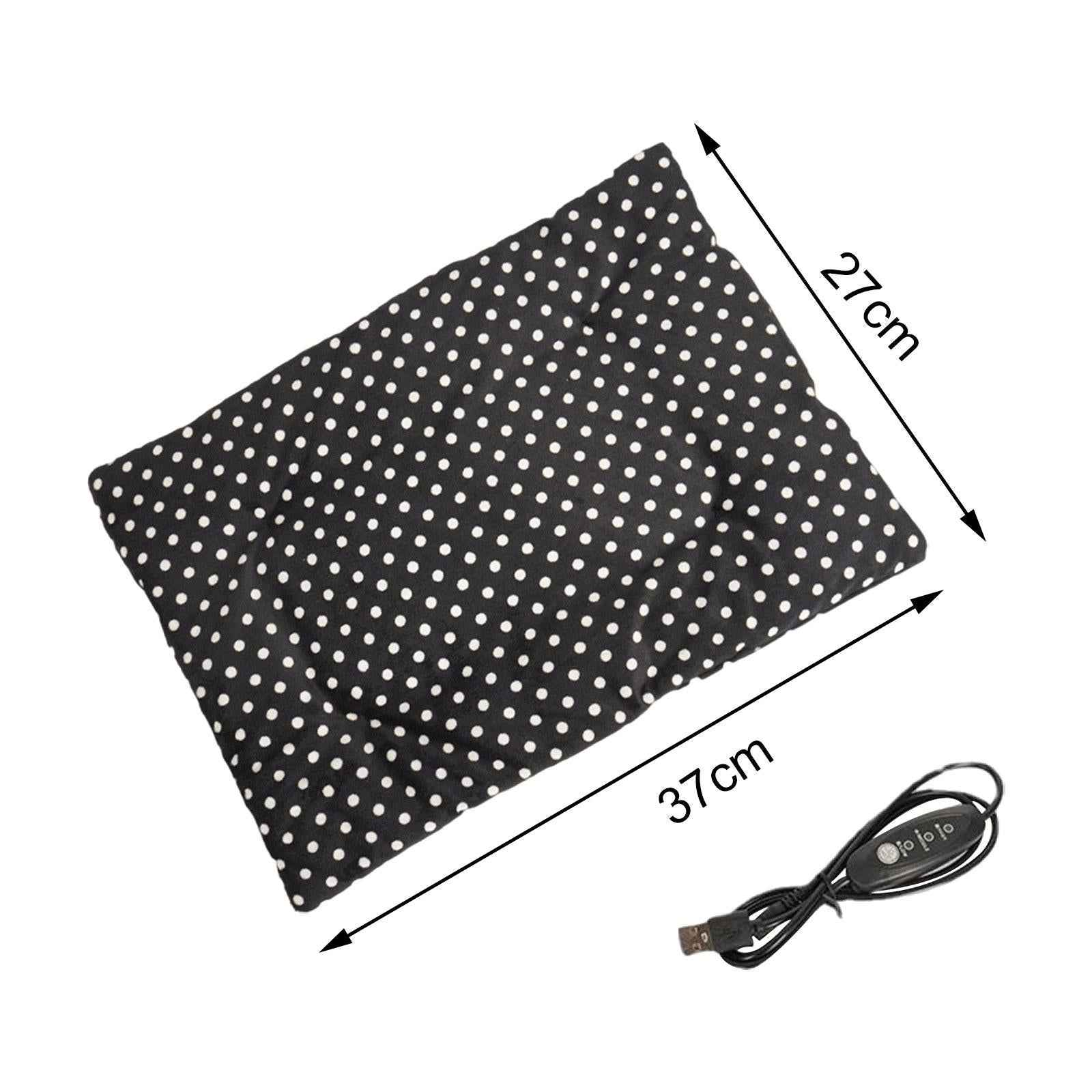 Cats Dogs Bed 3 Adjustable Temperature Portable Comfortable Pet Heating Pads Black 27cmx37cm