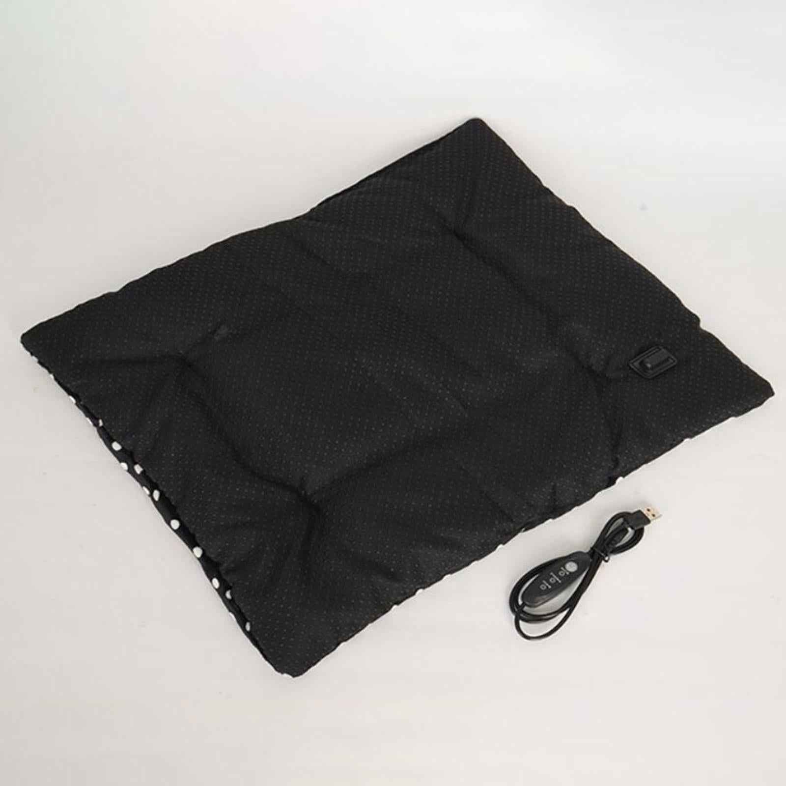 Cats Dogs Bed 3 Adjustable Temperature Portable Comfortable Pet Heating Pads Black 27cmx37cm
