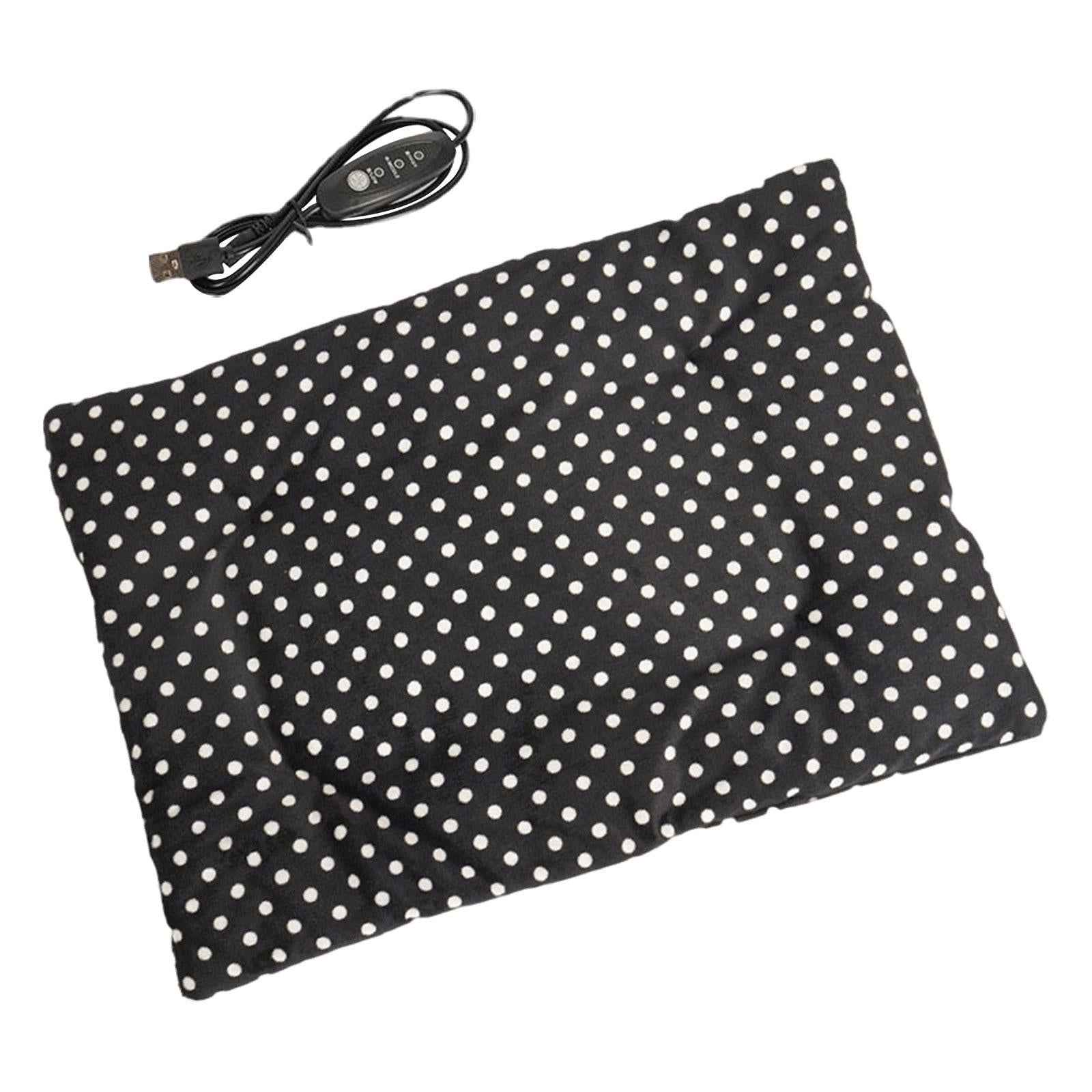 Cats Dogs Bed 3 Adjustable Temperature Portable Comfortable Pet Heating Pads Black 27cmx37cm