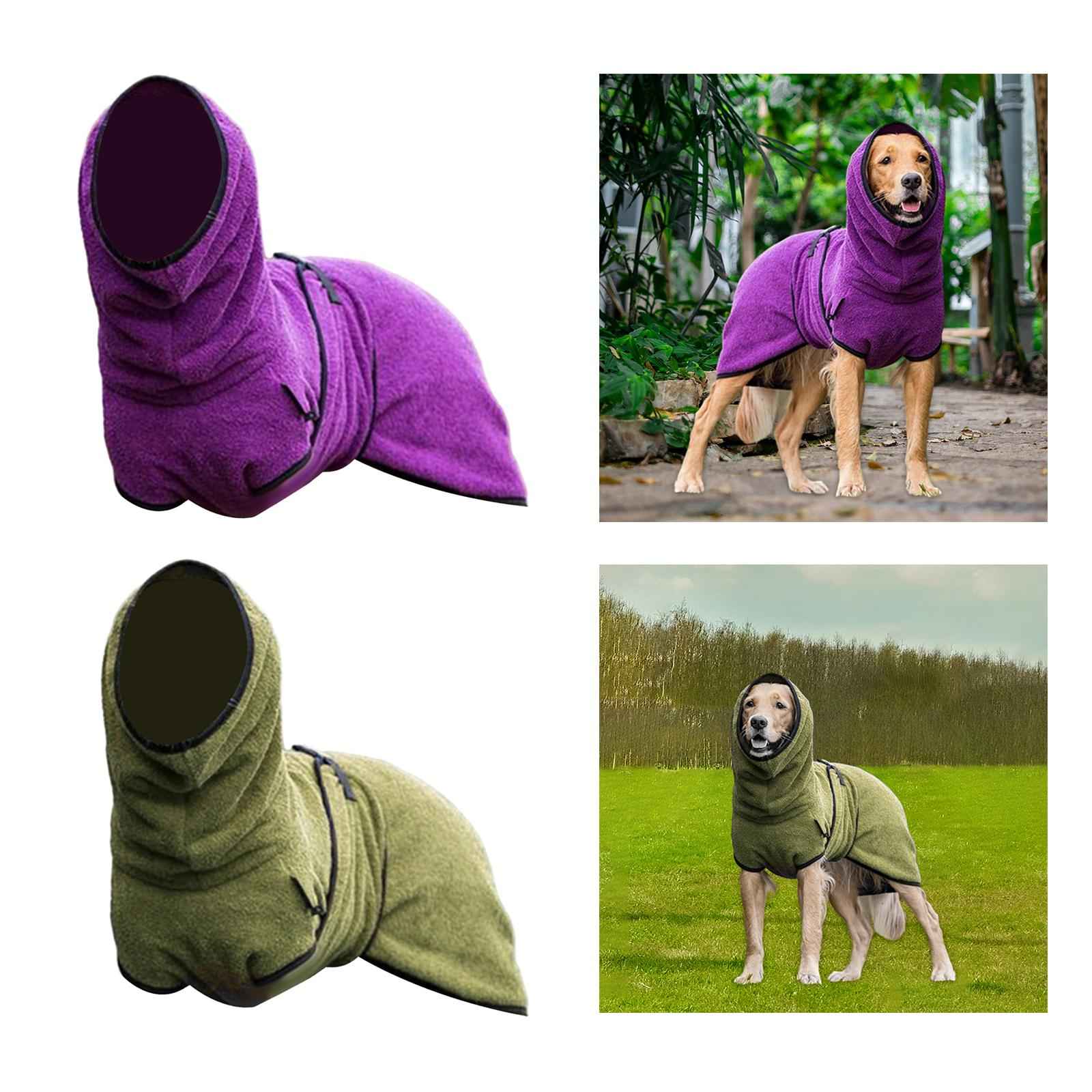 Warm Dog Coat for Pet Shower Bath Absorbent Dog Towel for Park Walking Beach Violet S