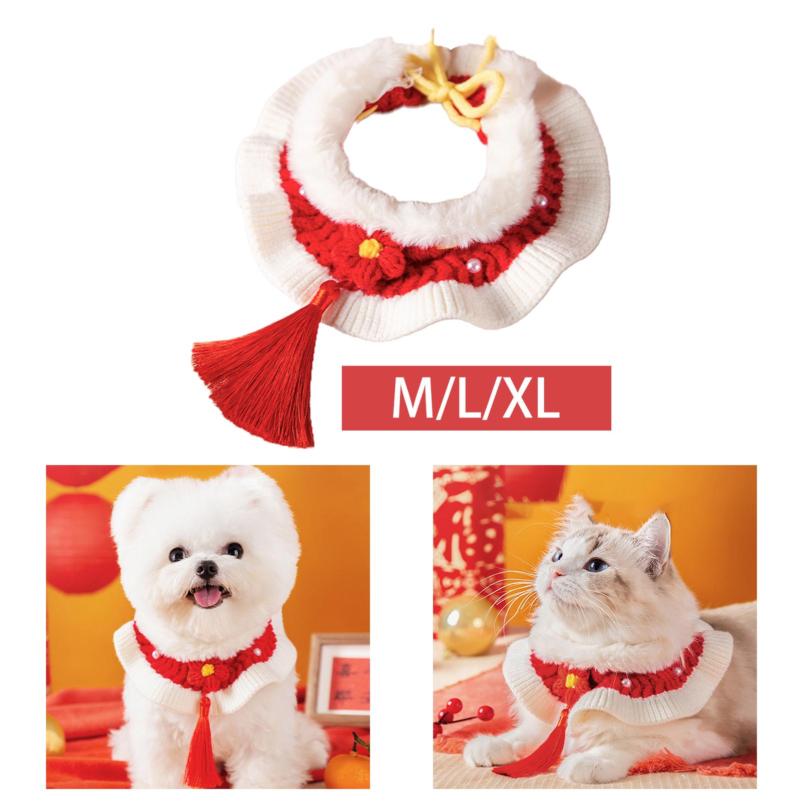 4xHandwoven Crochet Bib Outfit for Small Medium Girls Boys Cats and Dogs Kitty M