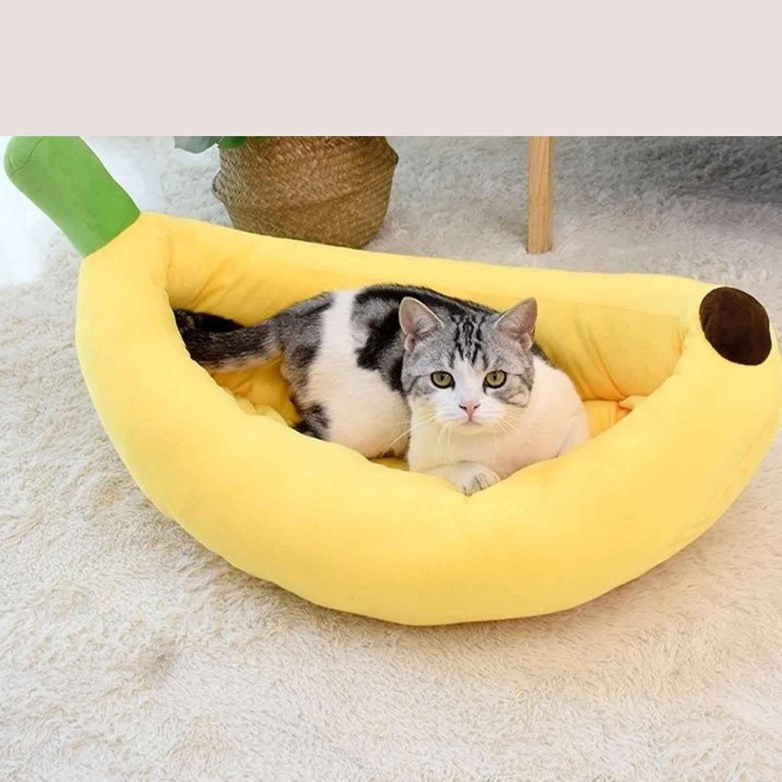 Dog Bed Banana Shape Breathable Plush 47x28x13cm Cozy and Soft Puppy Cushion